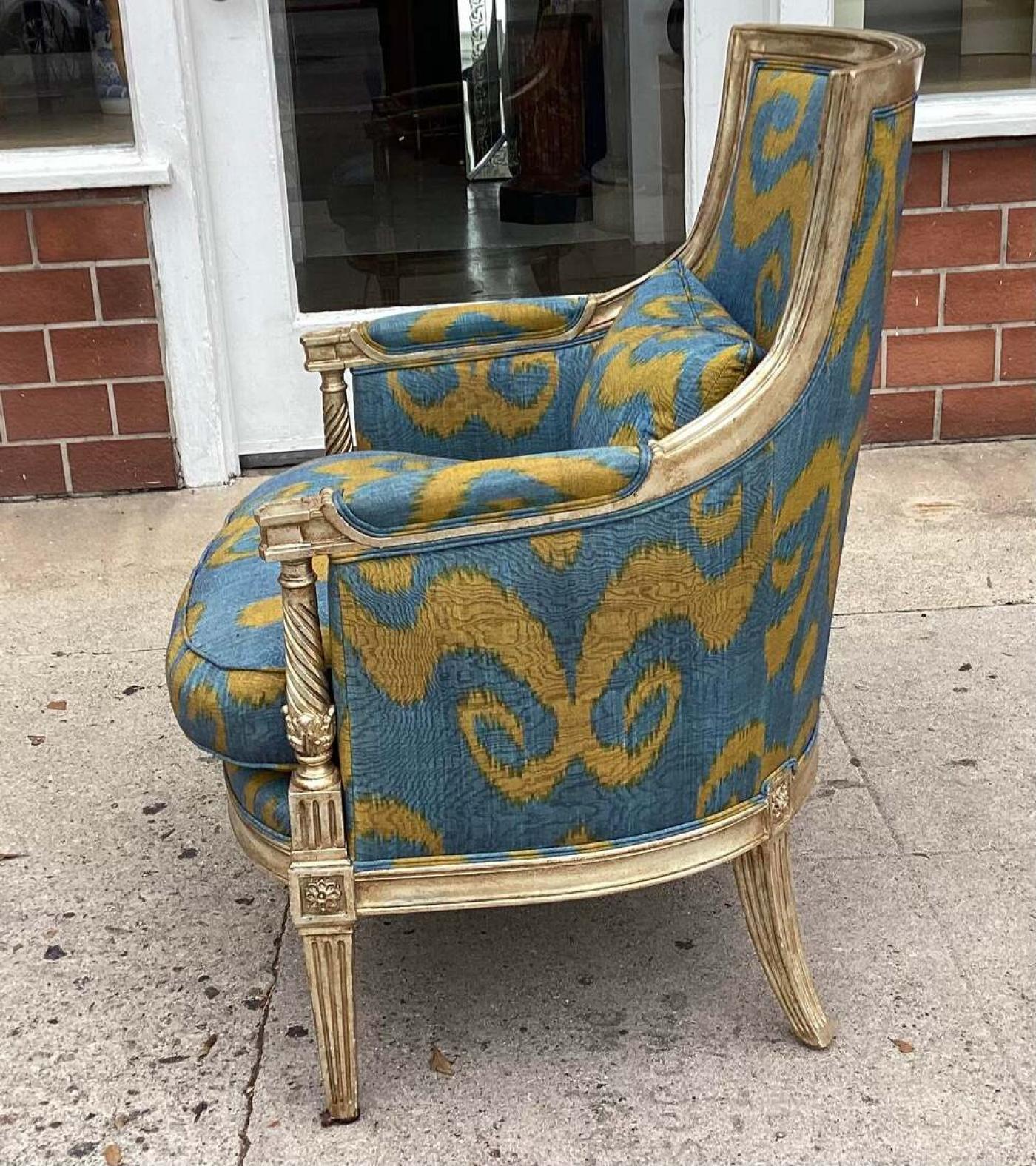 Scalamandre - 18th C Style Louis XVI Bergere Chair W Blue and Gold ...