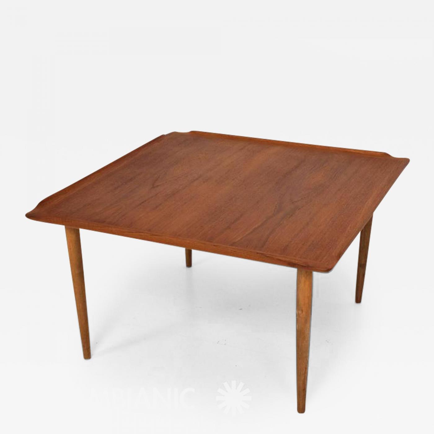 Selig Furniture Co Selig Simple Sculptural Square Scandinavian Teak Coffee Table 1960s