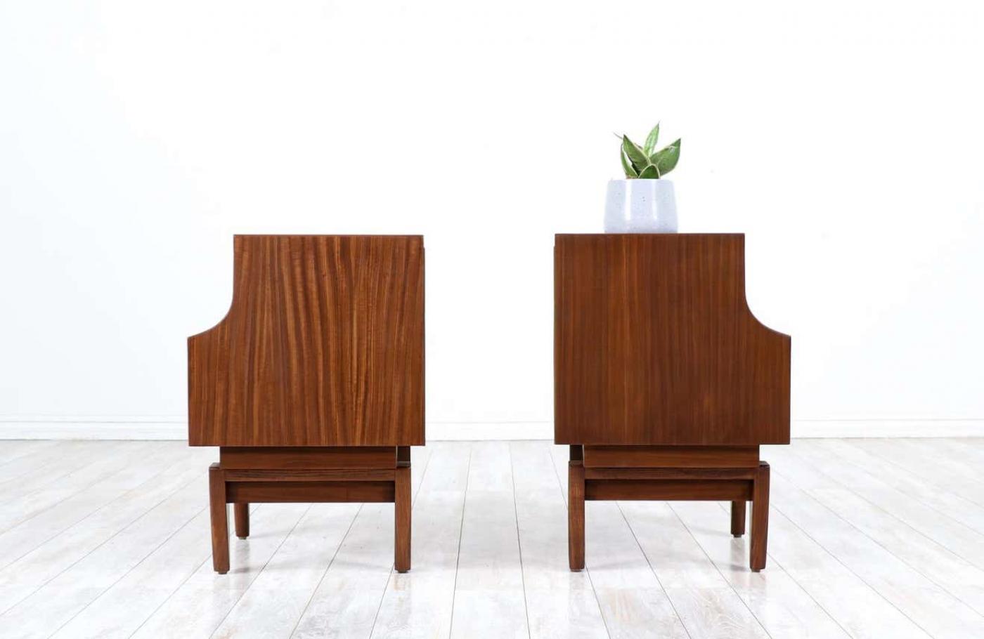 Stanley Furniture MidCentury Modern Sculpted Night Stands by Stanley