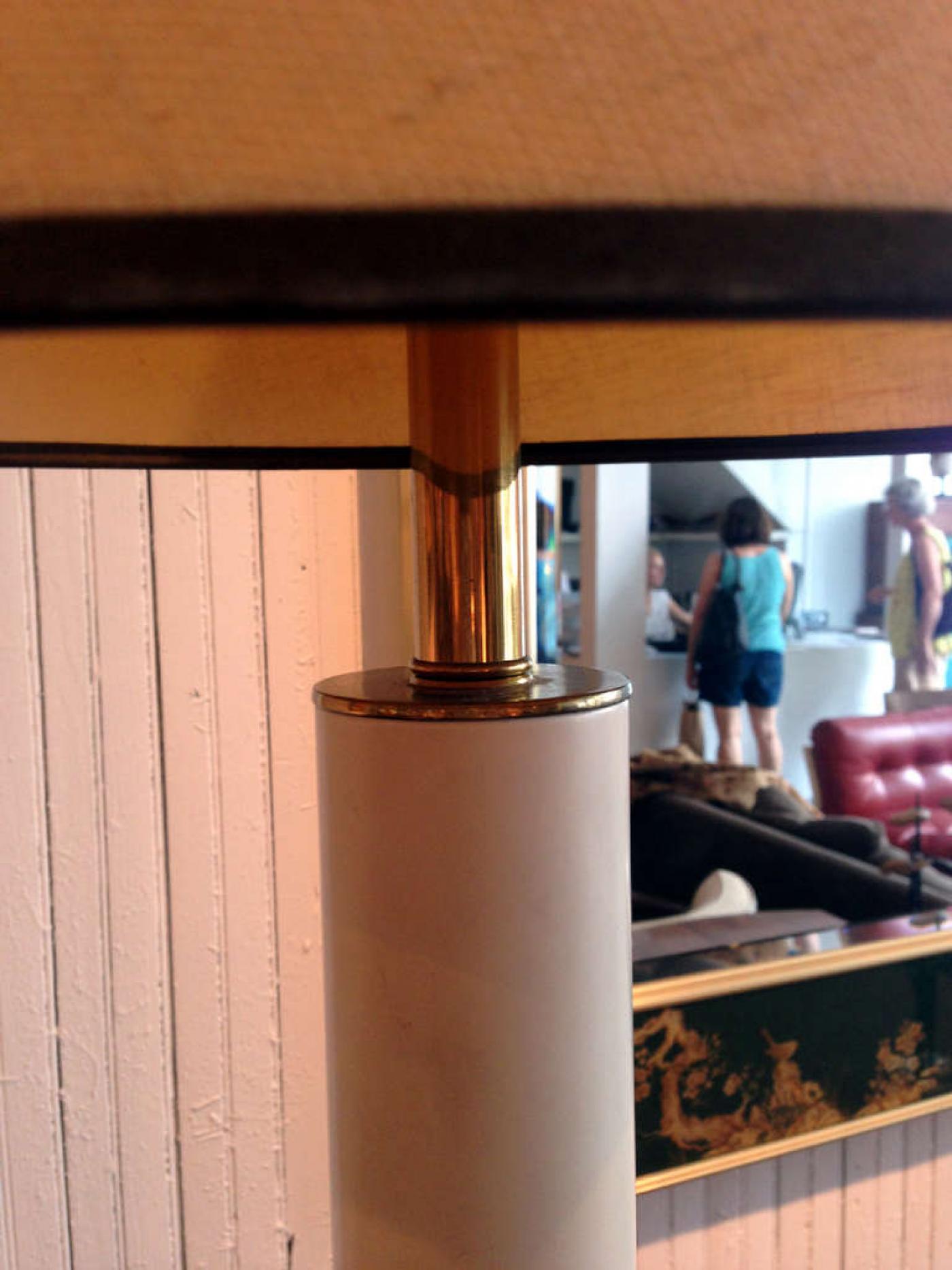 Stiffel Lamp Company A Bespoken Stiffel Brass Lamp with a Lotus