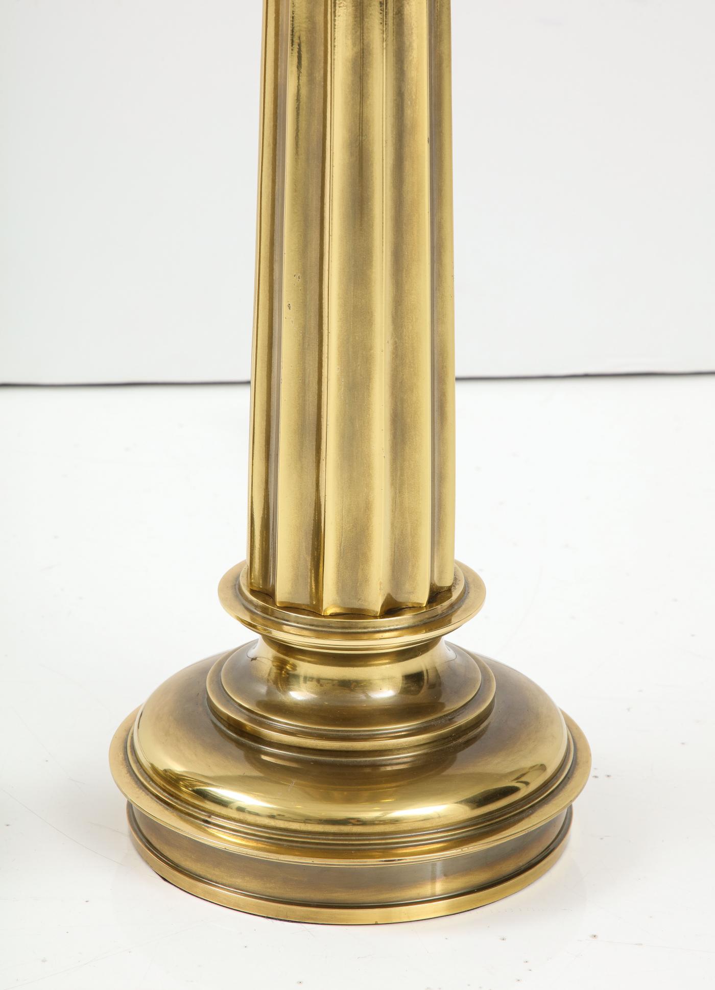 Stiffel Lamp Company Pair of Antique Brass Column Lamps by Stiffel