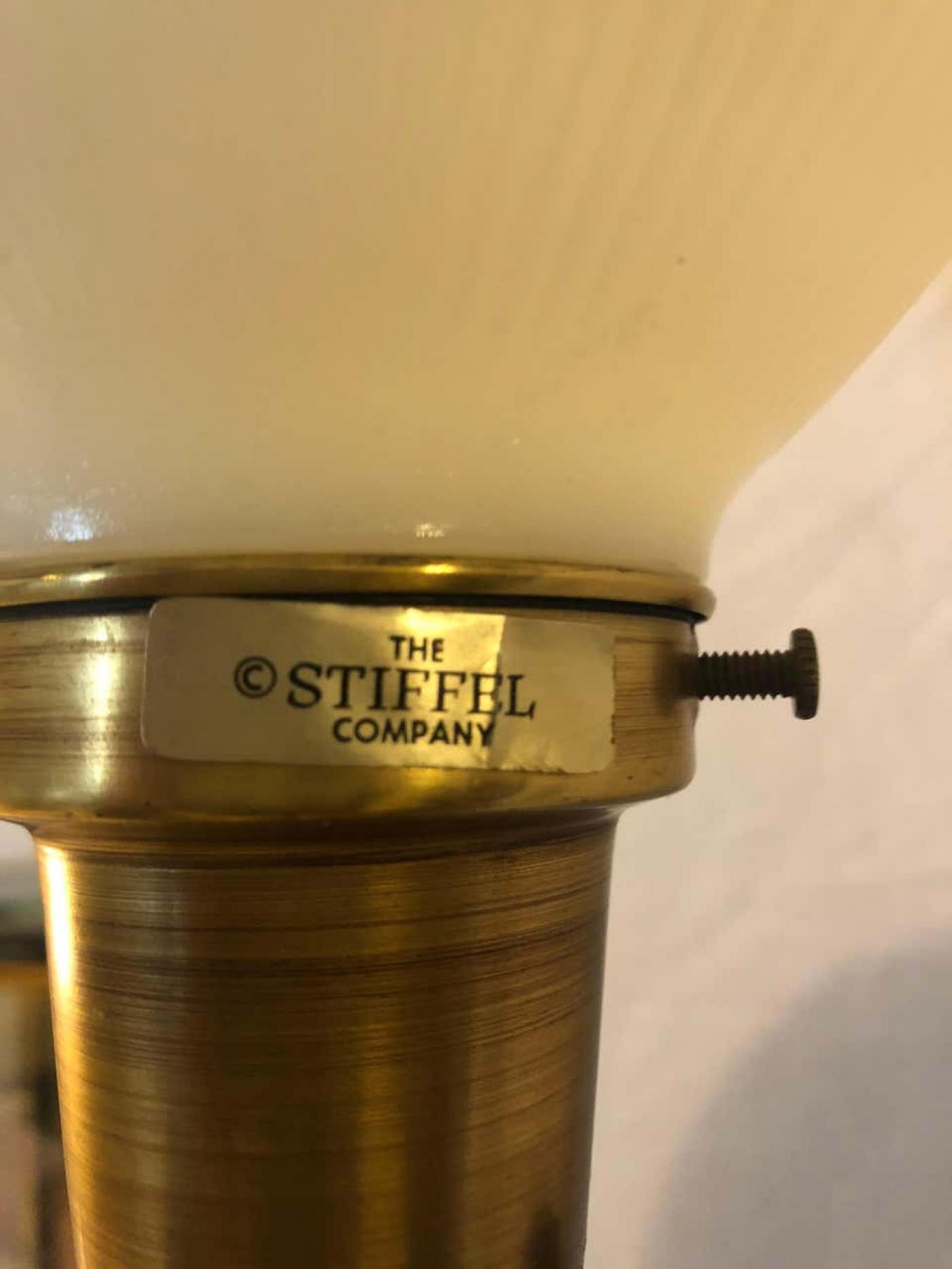 Stiffel Lamp Company Pair of Hollywood Regency Stiffel Co. Brass and