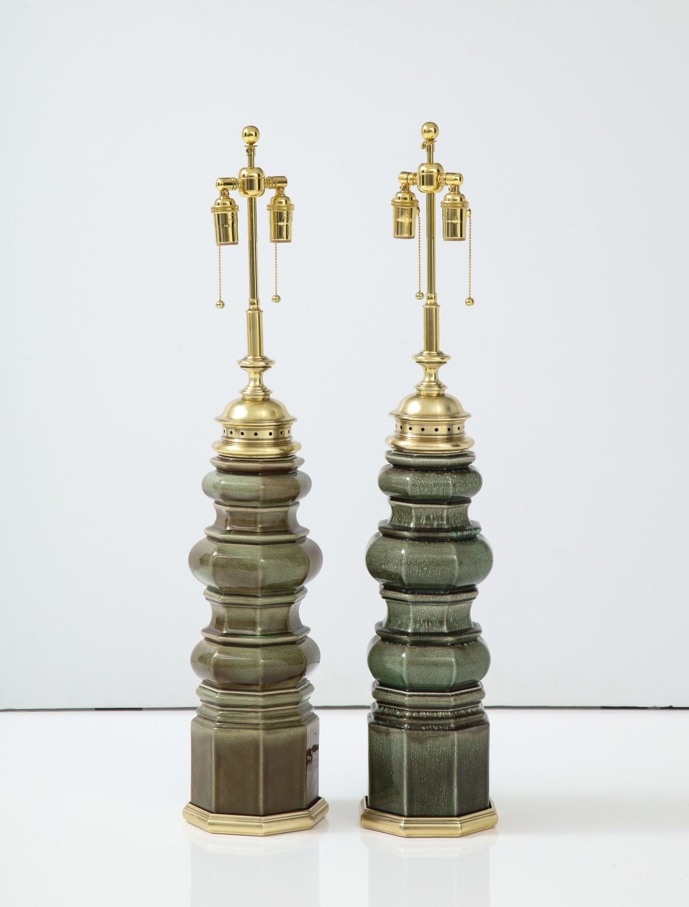 Stiffel Lamp Company - Pair of Large 1960's Ceramic Pagoda Lamps by ...