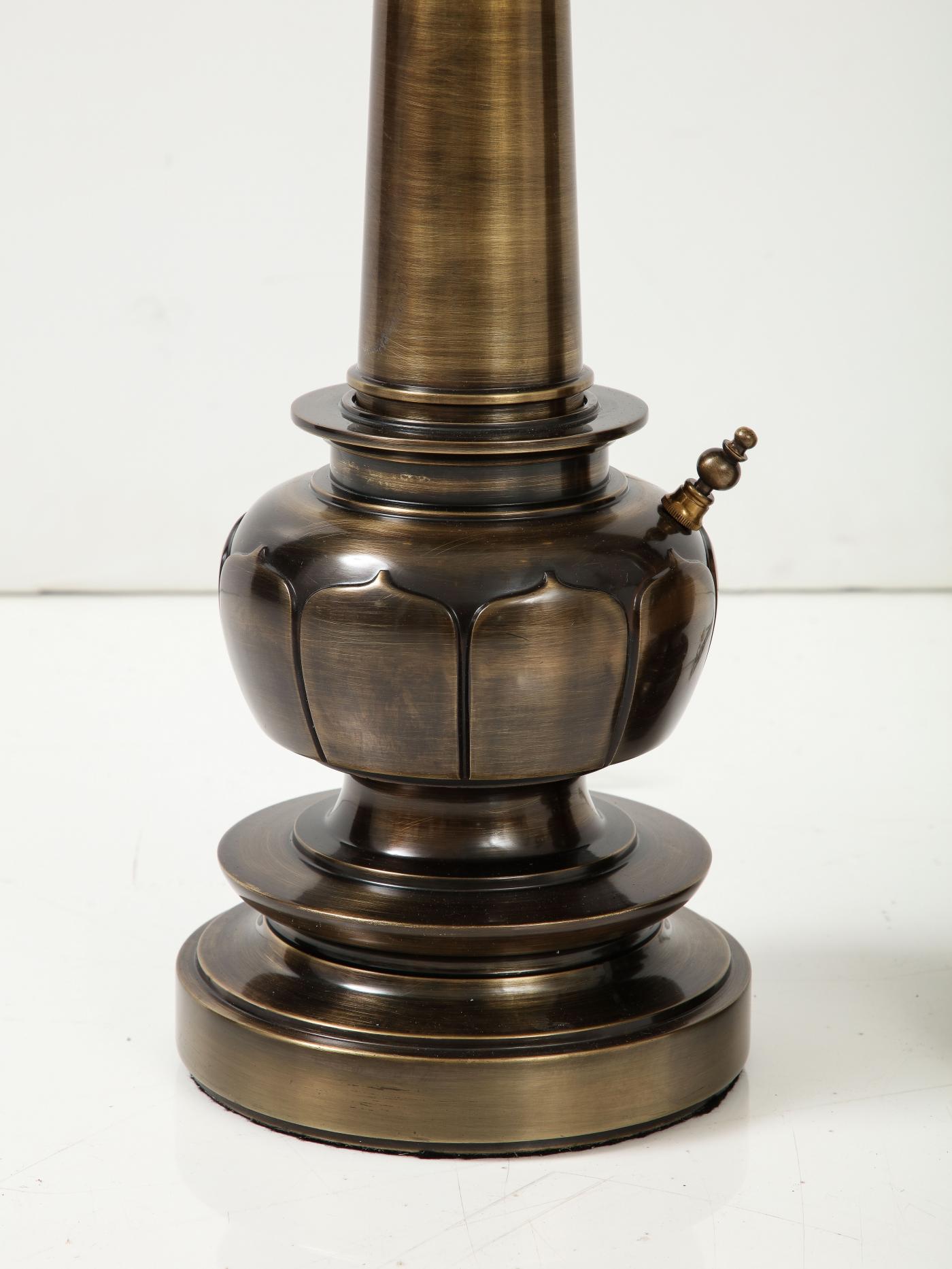 Stiffel Lamp Company Stiffel Aged Brass Lotus Lamps