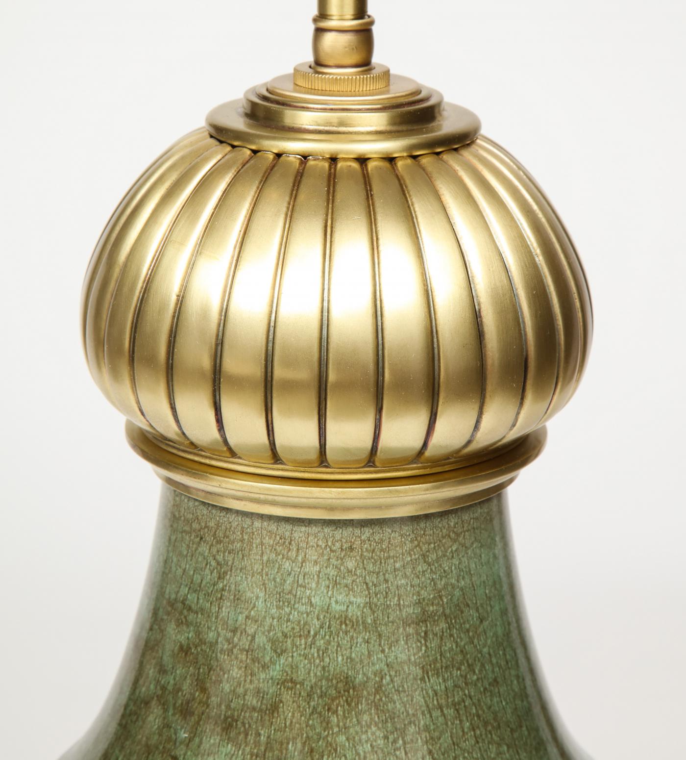 Stiffel Lamp Company Stiffel Jade Green Porcelain Lamps
