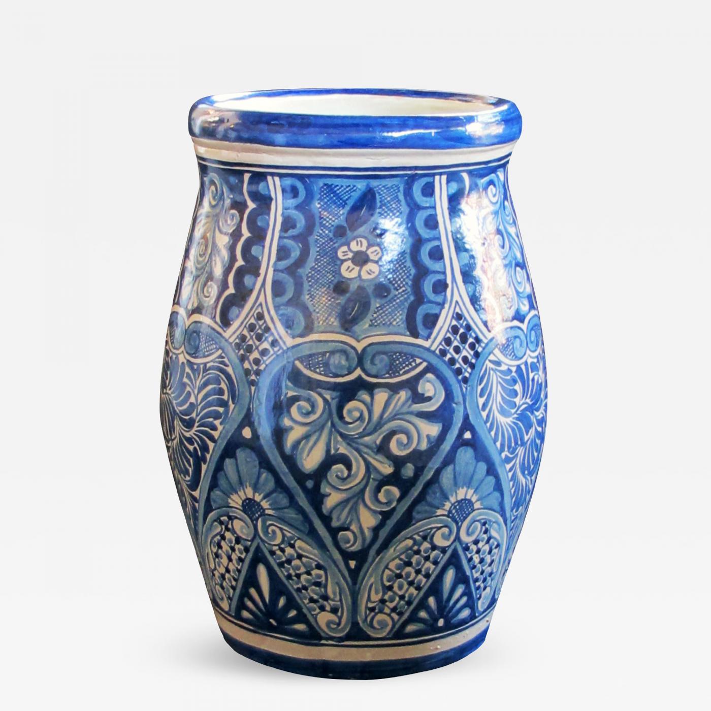 Blue and white Talavera pottery pot - Designs By Origin