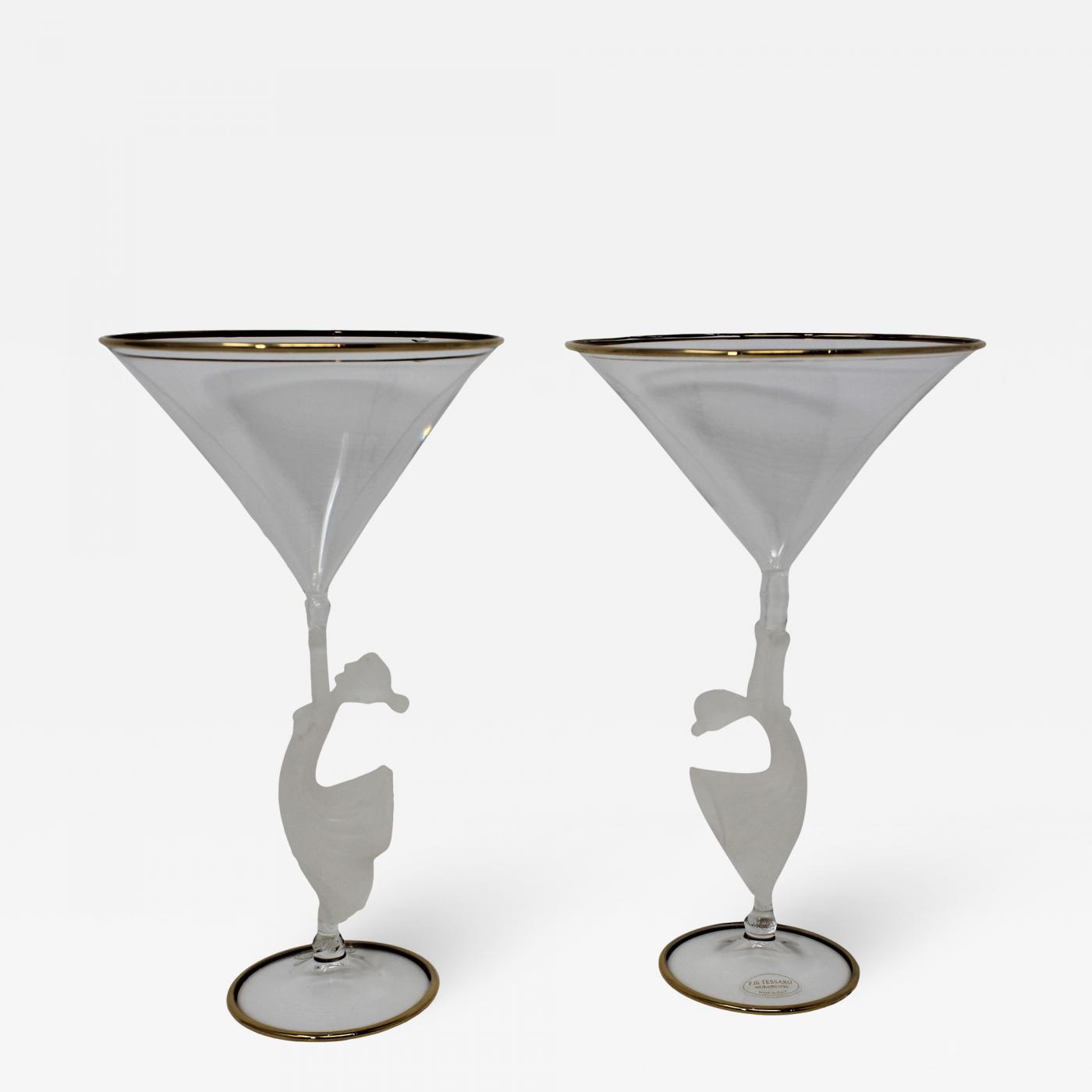 Grey Murano Martini Glass by Giberto