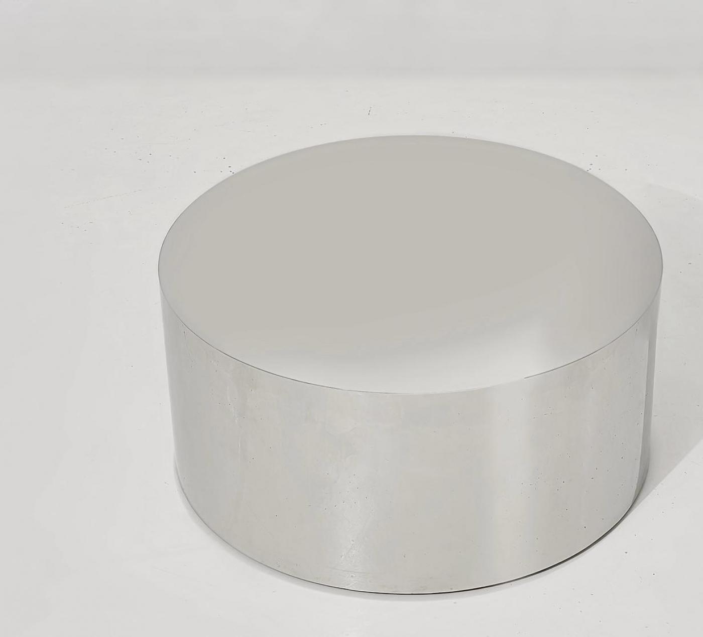 Thayer Coggin Stainless Steel Drum Coffee Table by Milo Baughman, 1980’s