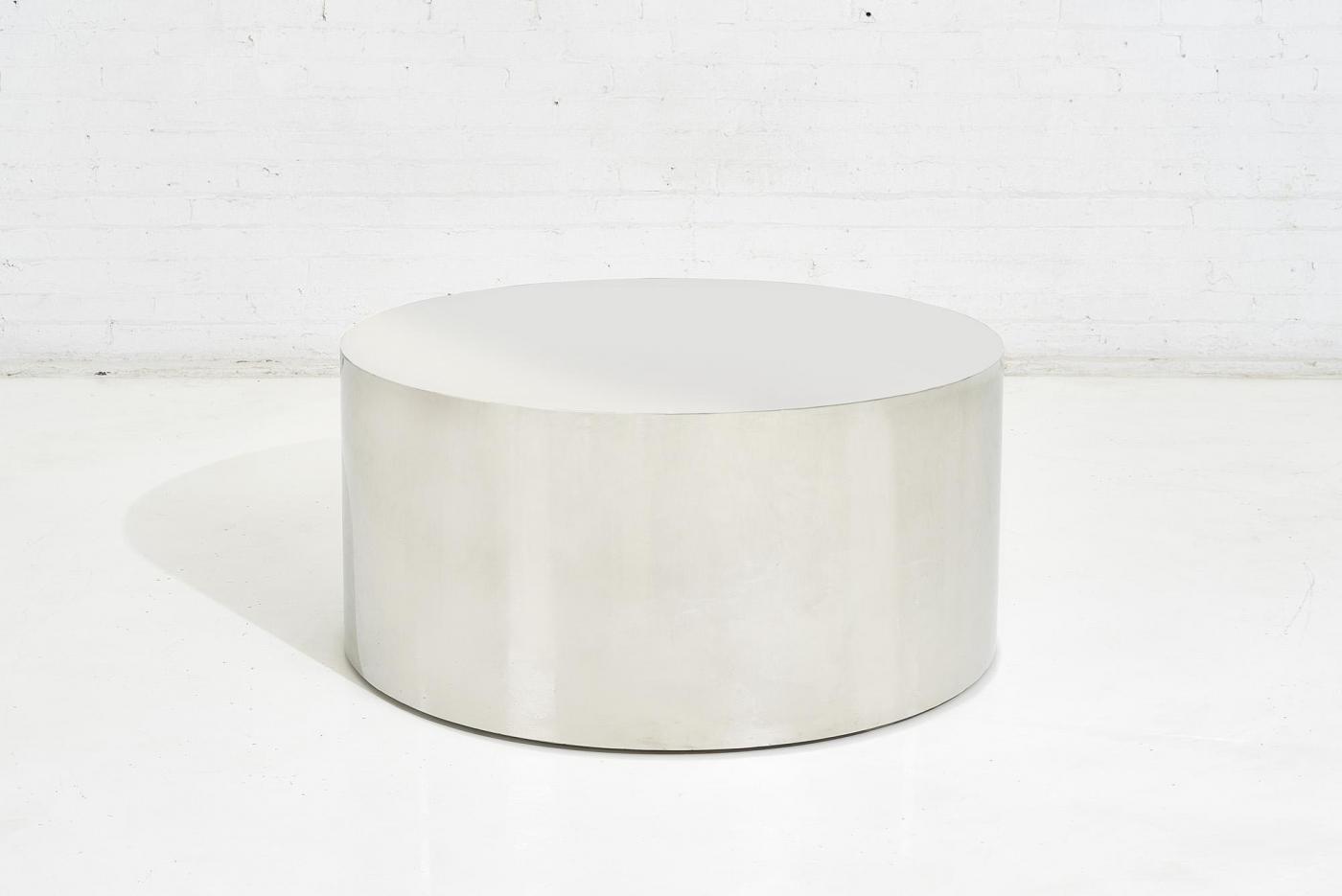 Thayer Coggin Stainless Steel Drum Coffee Table by Milo Baughman, 1980’s