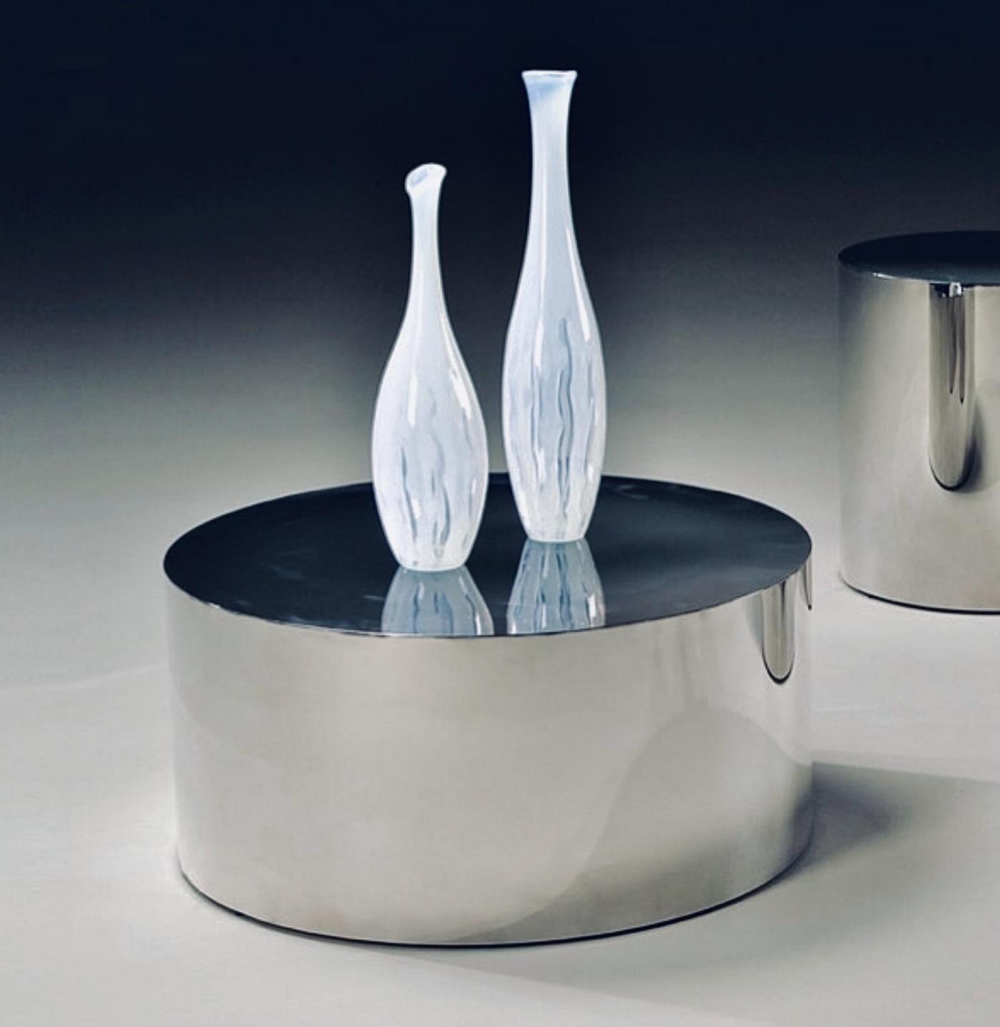 Thayer Coggin Stainless Steel Drum Coffee Table by Milo Baughman, 1980’s