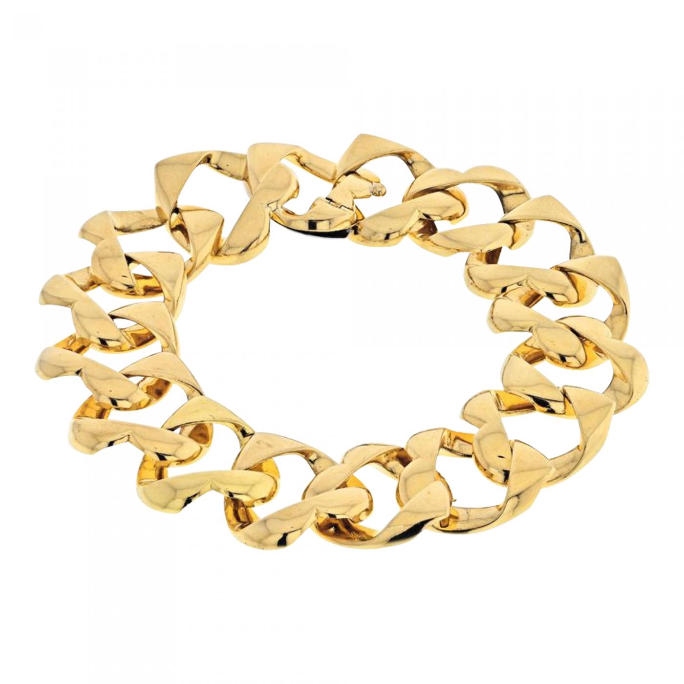 Vintage 18K Yellow Gold Large Curb Links ID Bracelet with Diamonds - HIGH  KARAT LLC