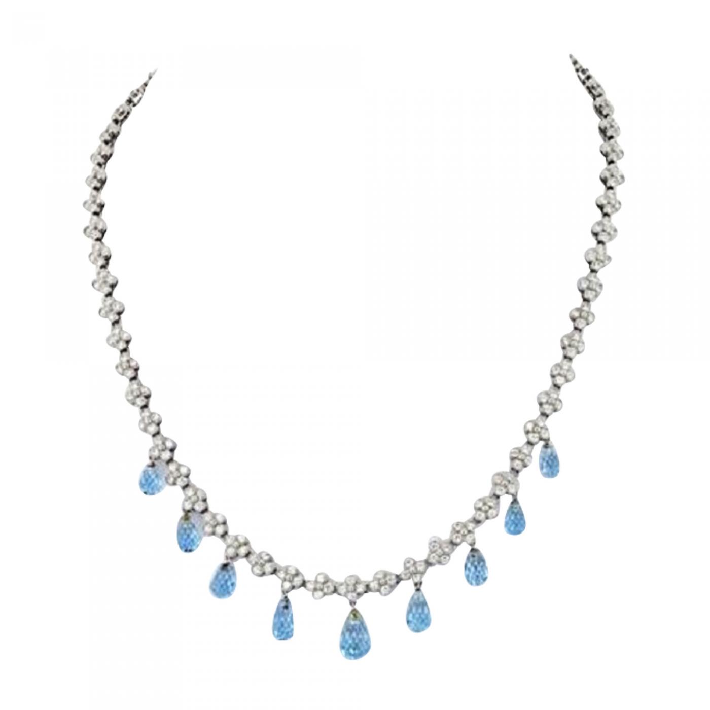Elsa Peretti® Color by the Yard sprinkle necklace in silver with aquamarines.  | Tiffany & Co.