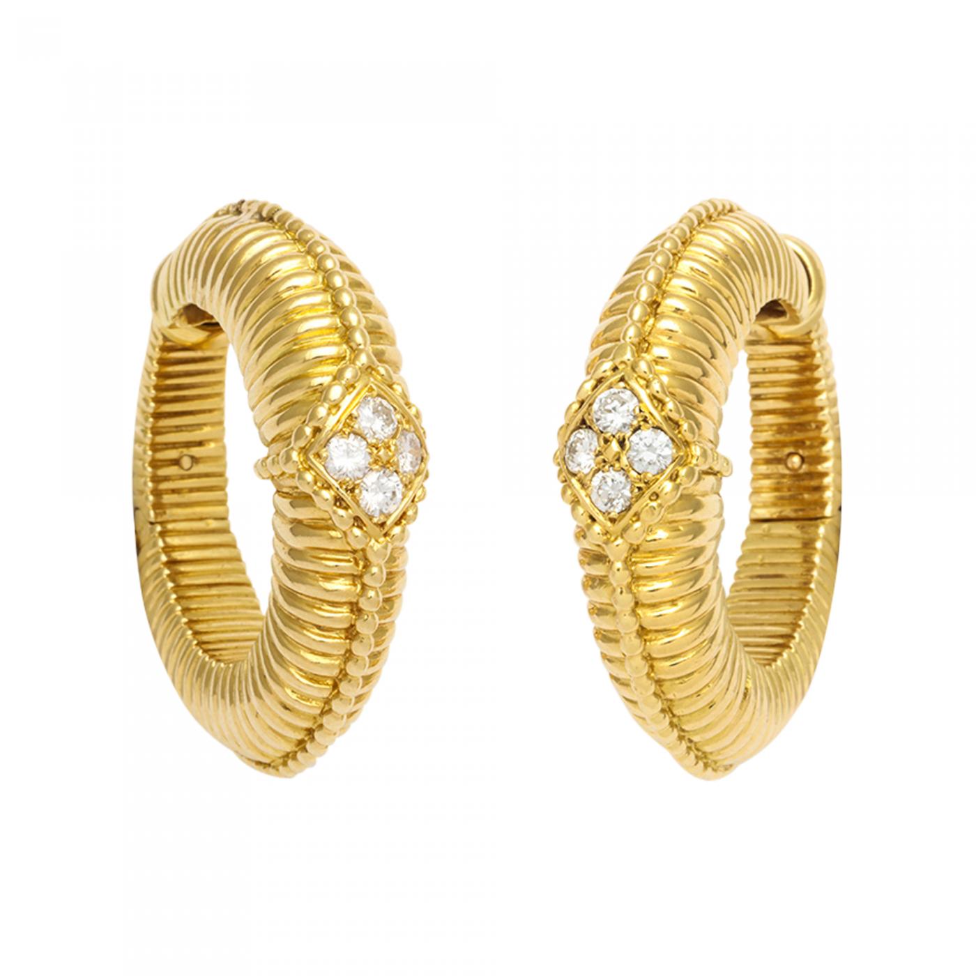 Van Cleef & Arpels - Gold & Diamond Hoop Earrings by Van Cleef & Arpels