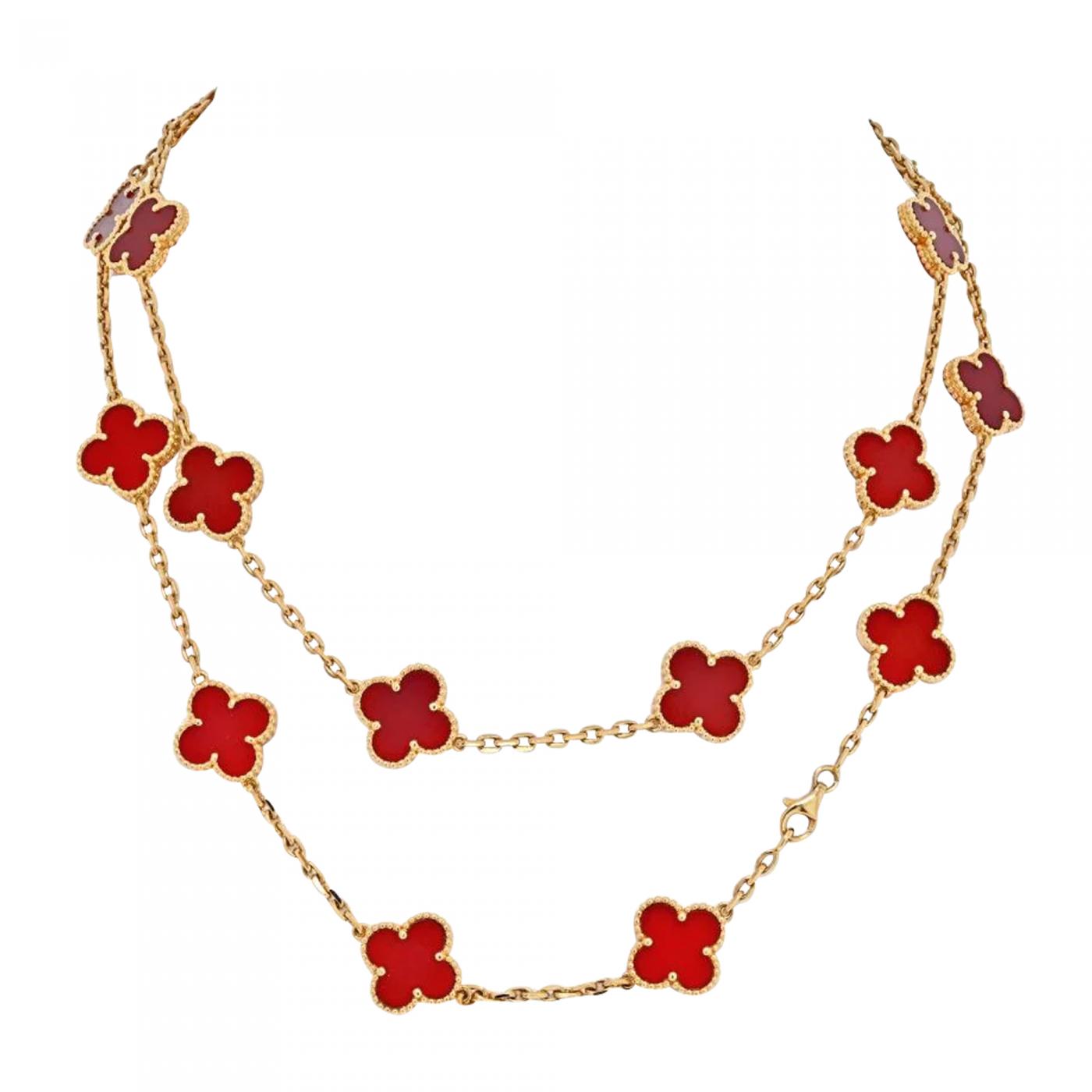 Van Cleef & Arpels Sweet Alhambra Carnelian Necklace 750(PG) 2.7g  VCAR｜a2530567｜ALLU UK｜The Home of Pre-Loved Luxury Fashion