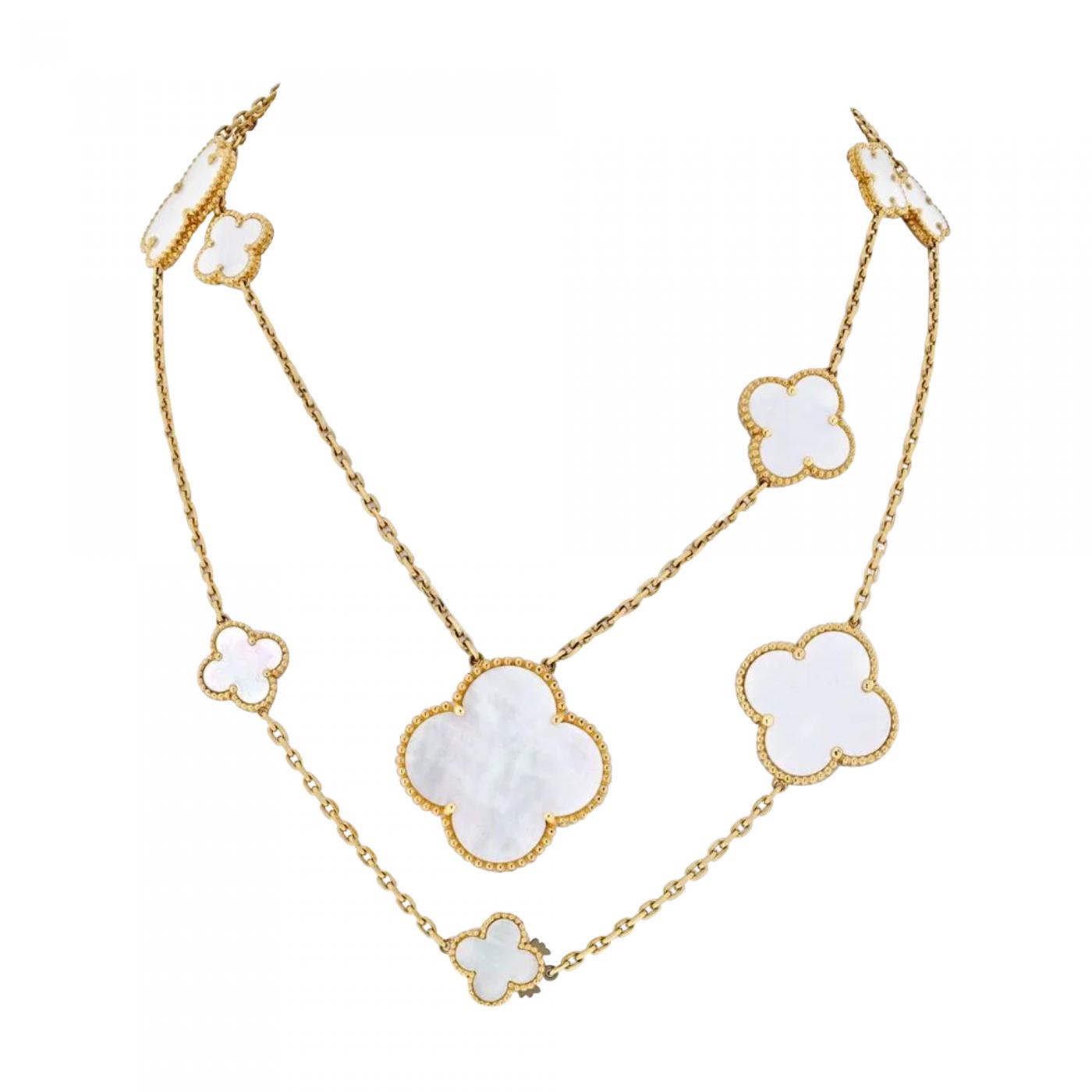 14K Solid Yellow Gold Mother of Pearl Clover Necklace – LTB JEWELRY