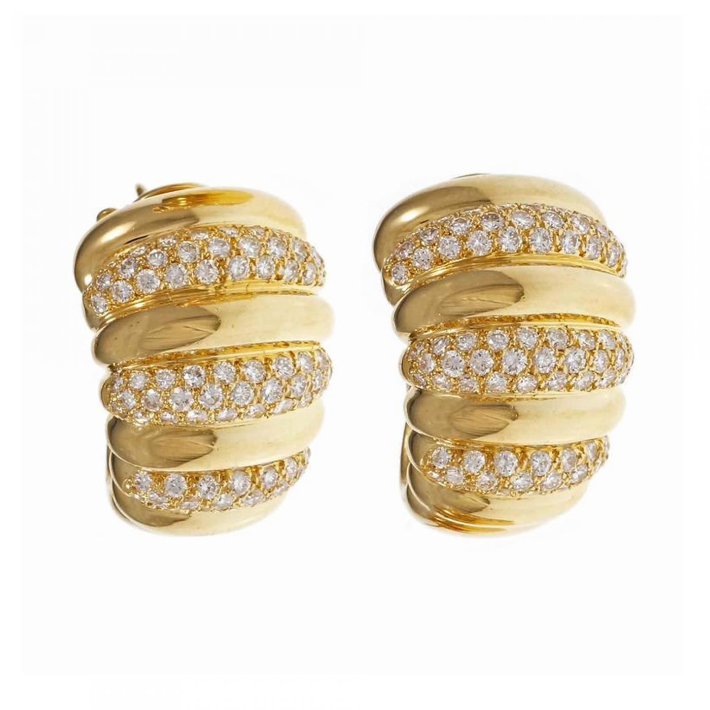 Van Cleef and Arpels Van Cleef & Arpels Diamond Gold Hoop Earrings