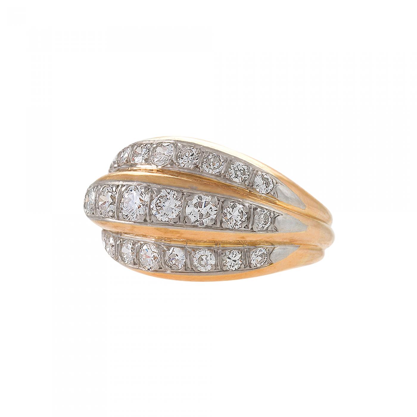 Arpels - French Gold and Platinum Ring 
