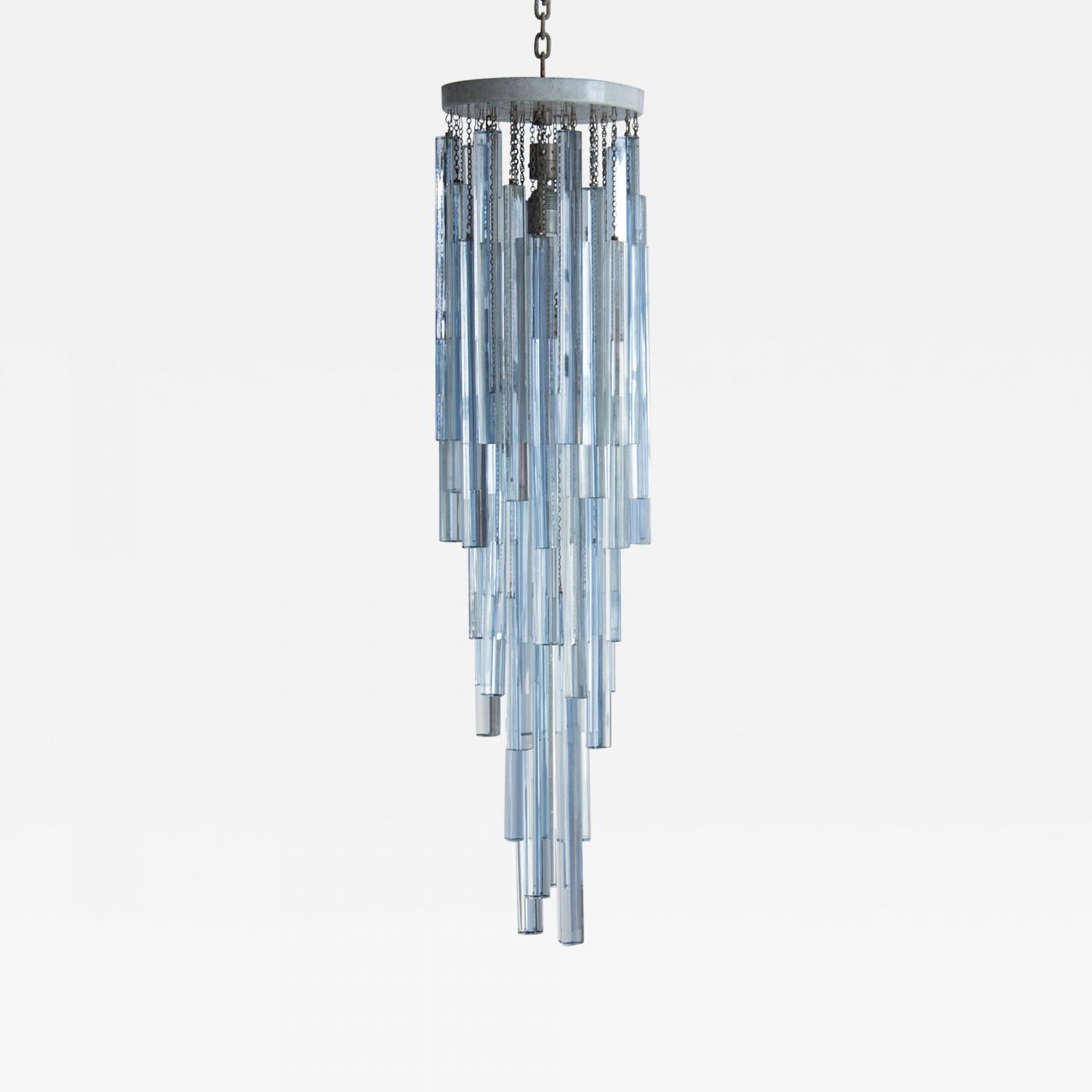 Venini Venini Ice Blue Triedri Murano Glass Chandelier