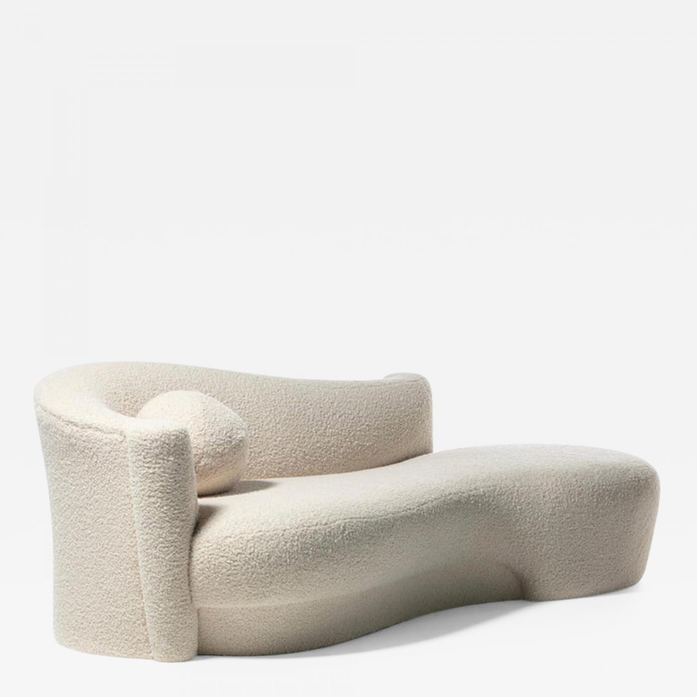 Weiman Sofa / Large Chaise in Supple Lux Ivory Bouclé, c. 1990