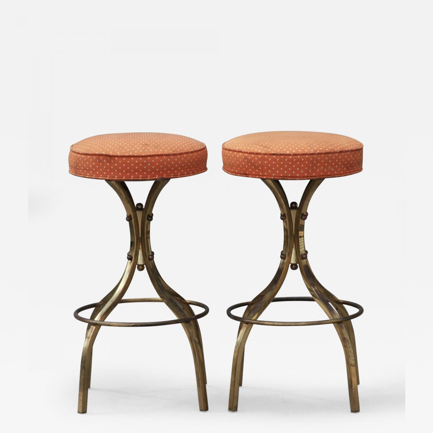 charles hollis jones  "sinatra" brass barstools with swivel seats charles hollis jones