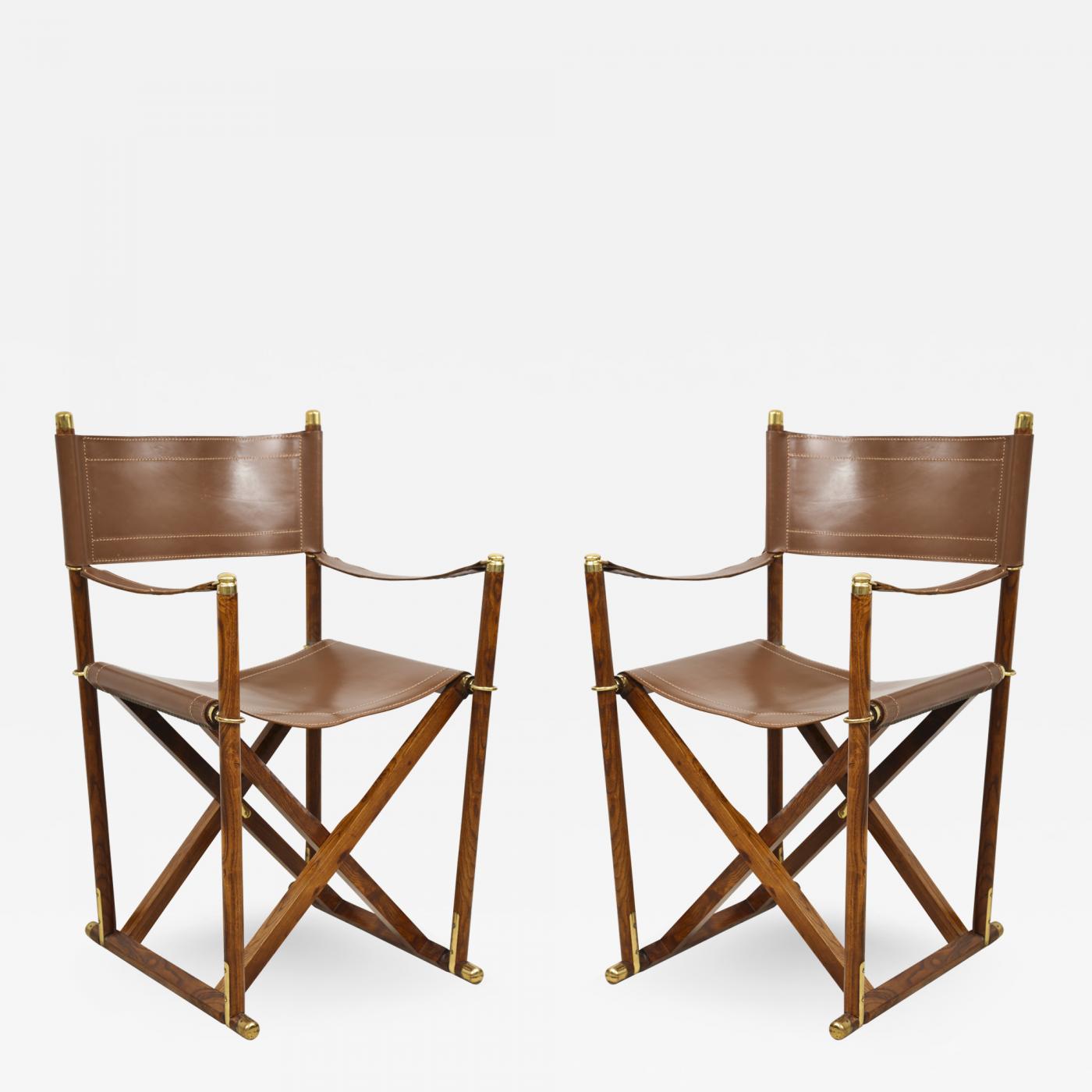 Pair of French Rosewood and Leather Director Chairs