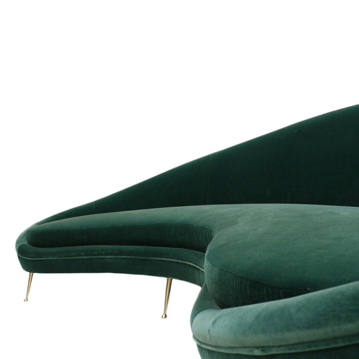 Ico Parisi - In The Style Ico Parisi Curved Green Cotton Velvet And ...