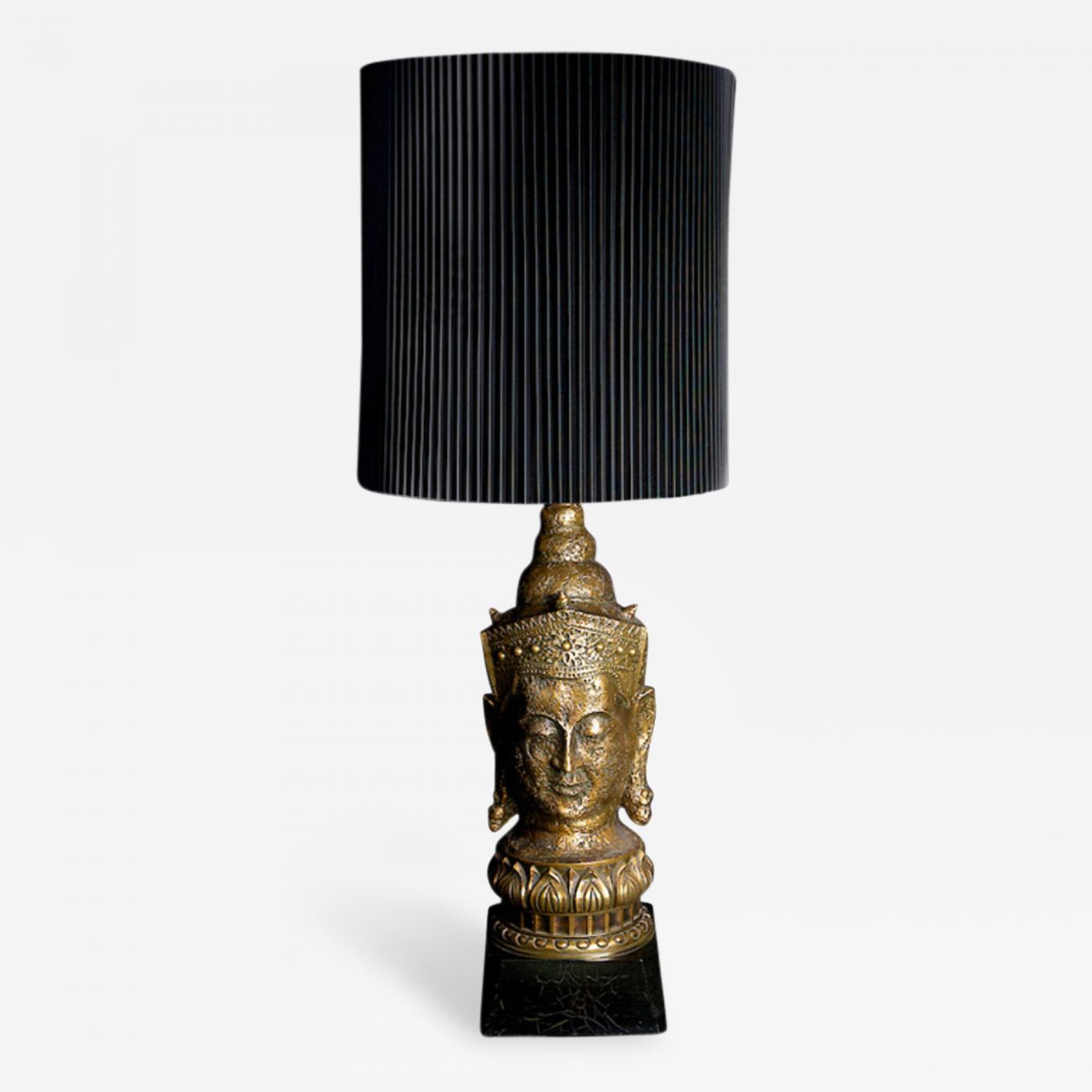 Gold Leaf Asian Table Lamp With, Vintage Oriental Table Lamps