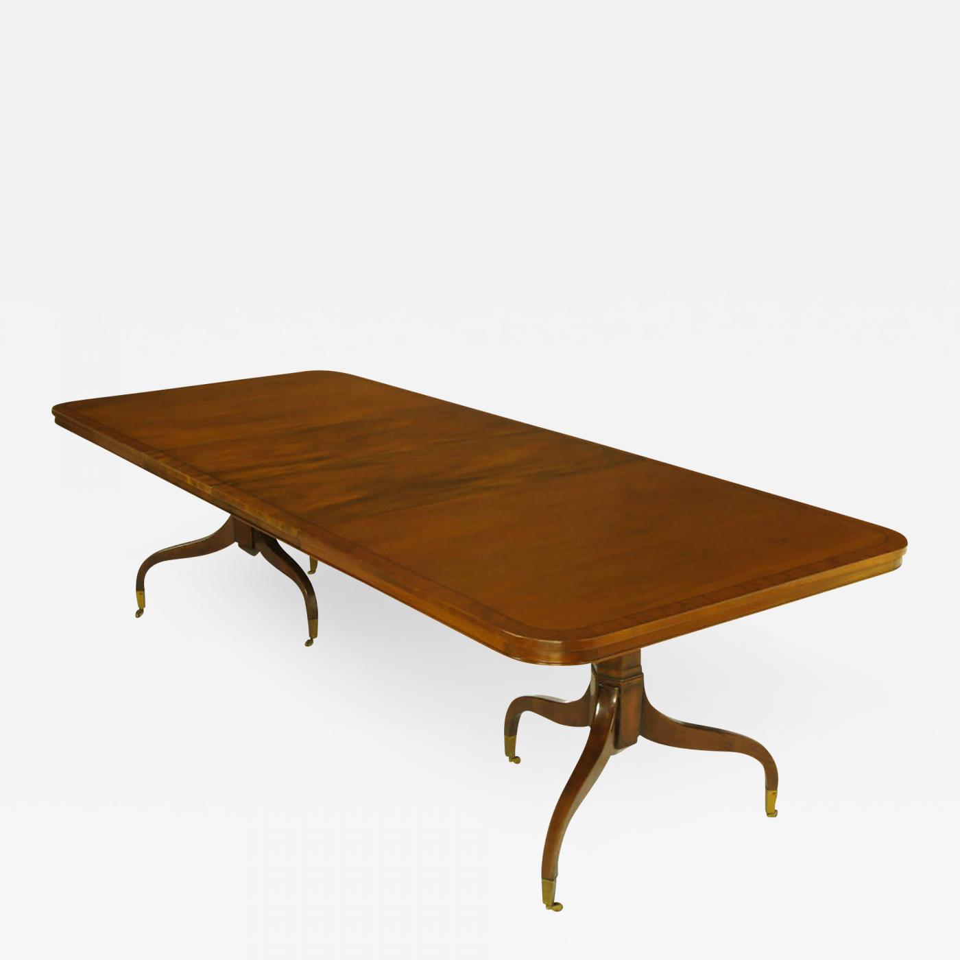 Kittinger Furniture Co Kittinger Mahogany Dining Table With Unusual Double Pedestal Base