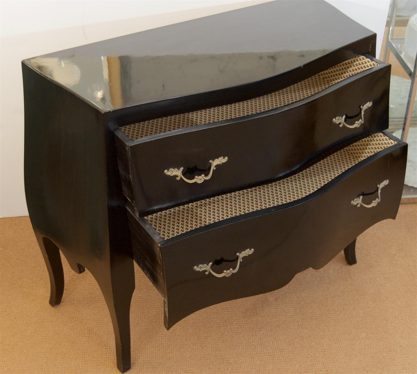 Black Lacquer Bombé Chest