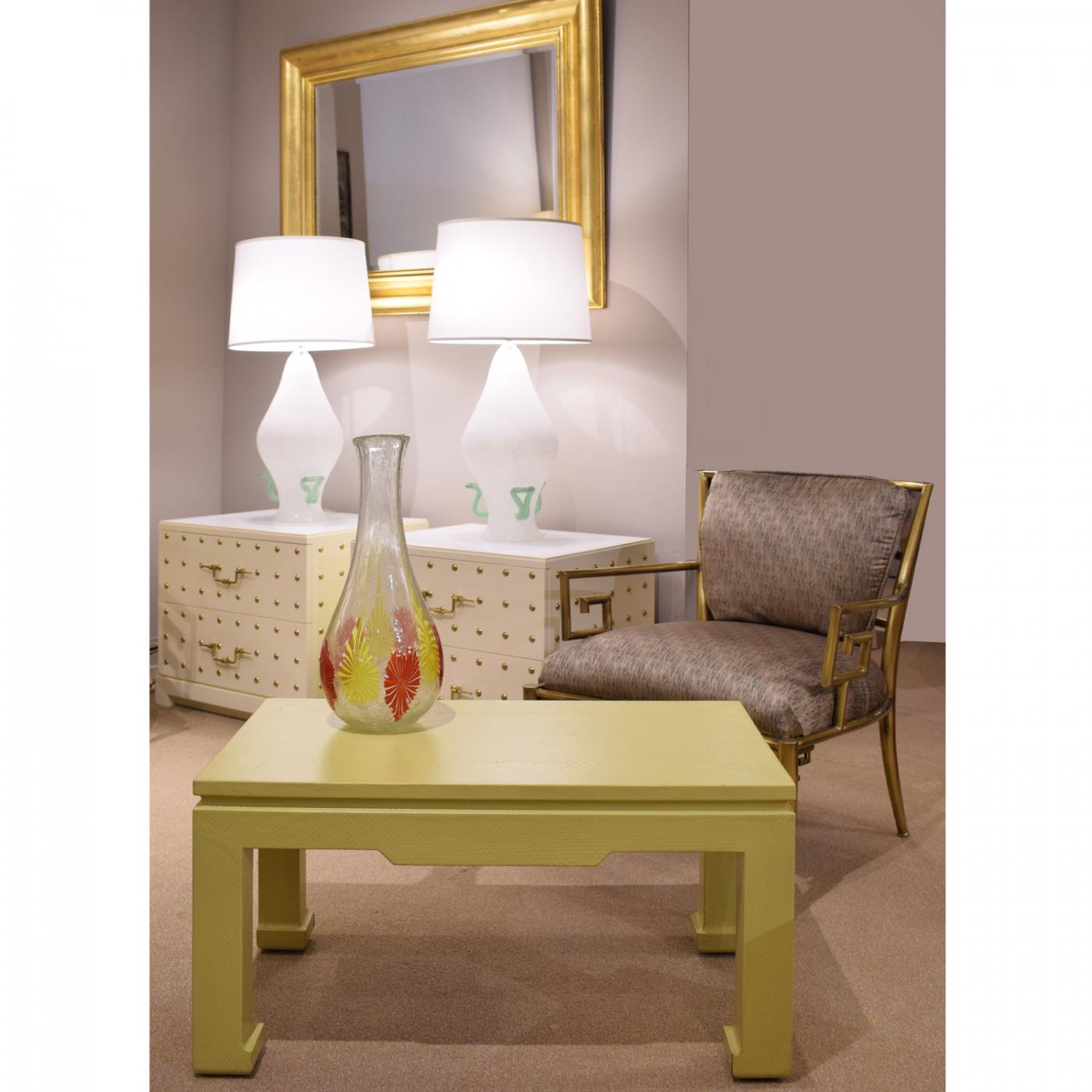 Karl Springer - "Ming Coffee Table" in Yellow Python by Karl Springer