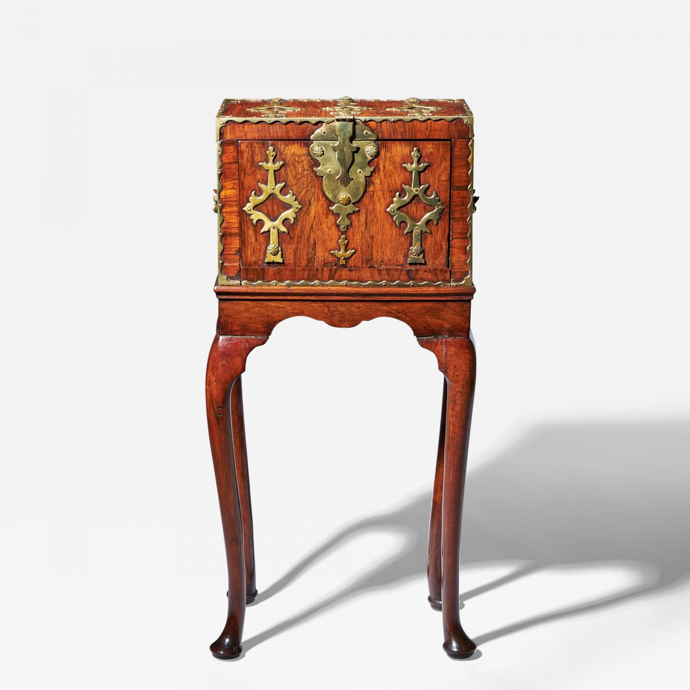 17th Century William and Mary Rosewood Coffre Fort on Stand