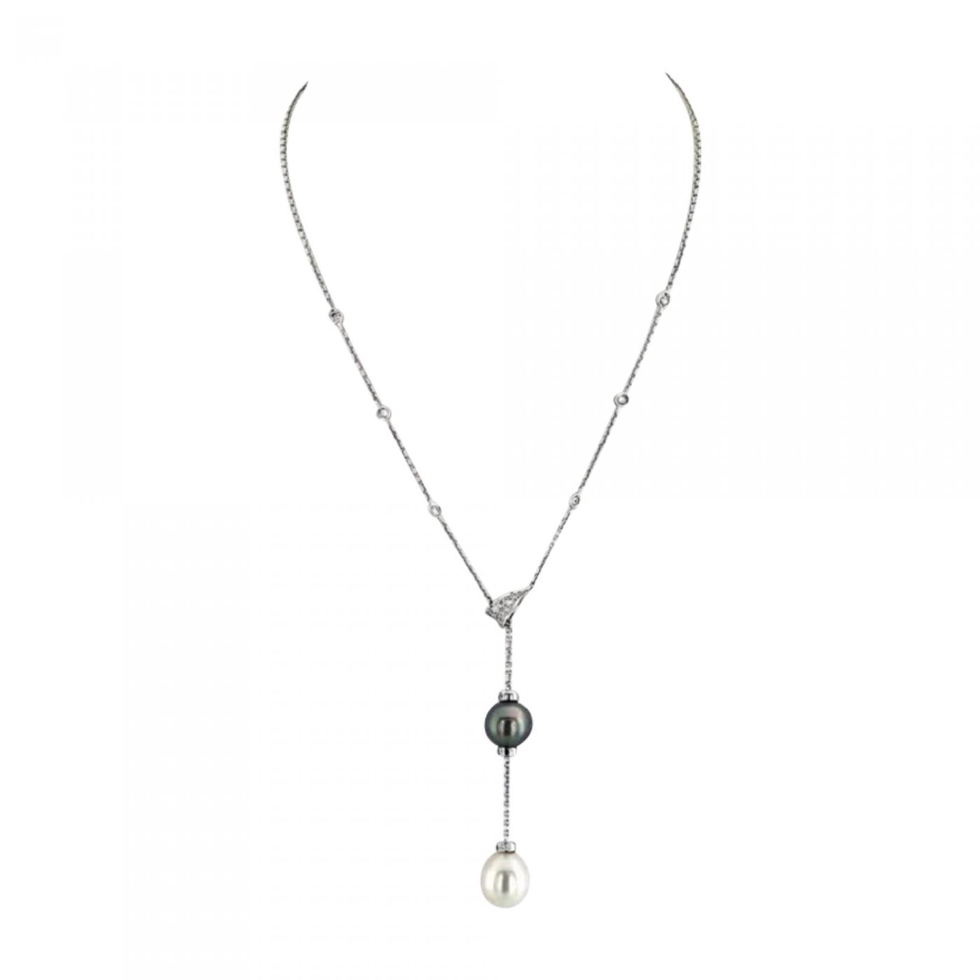 MAREI Amanti White Diamond Hexagon Pendant Lariat Necklace In 18K White Gold  – MAREI New York