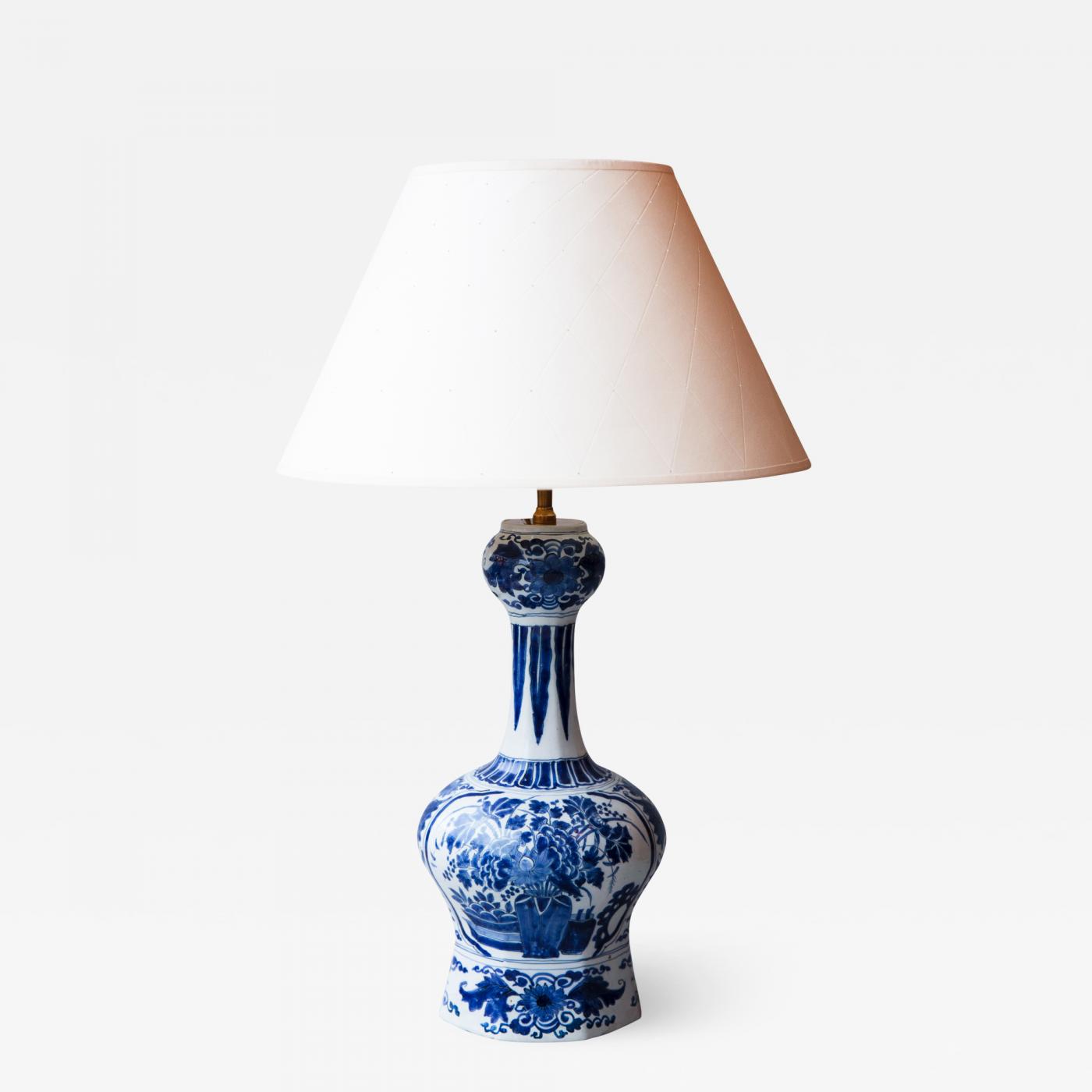 18th Century Delft Vase Table Lamp, Blue Delft Table Lamps
