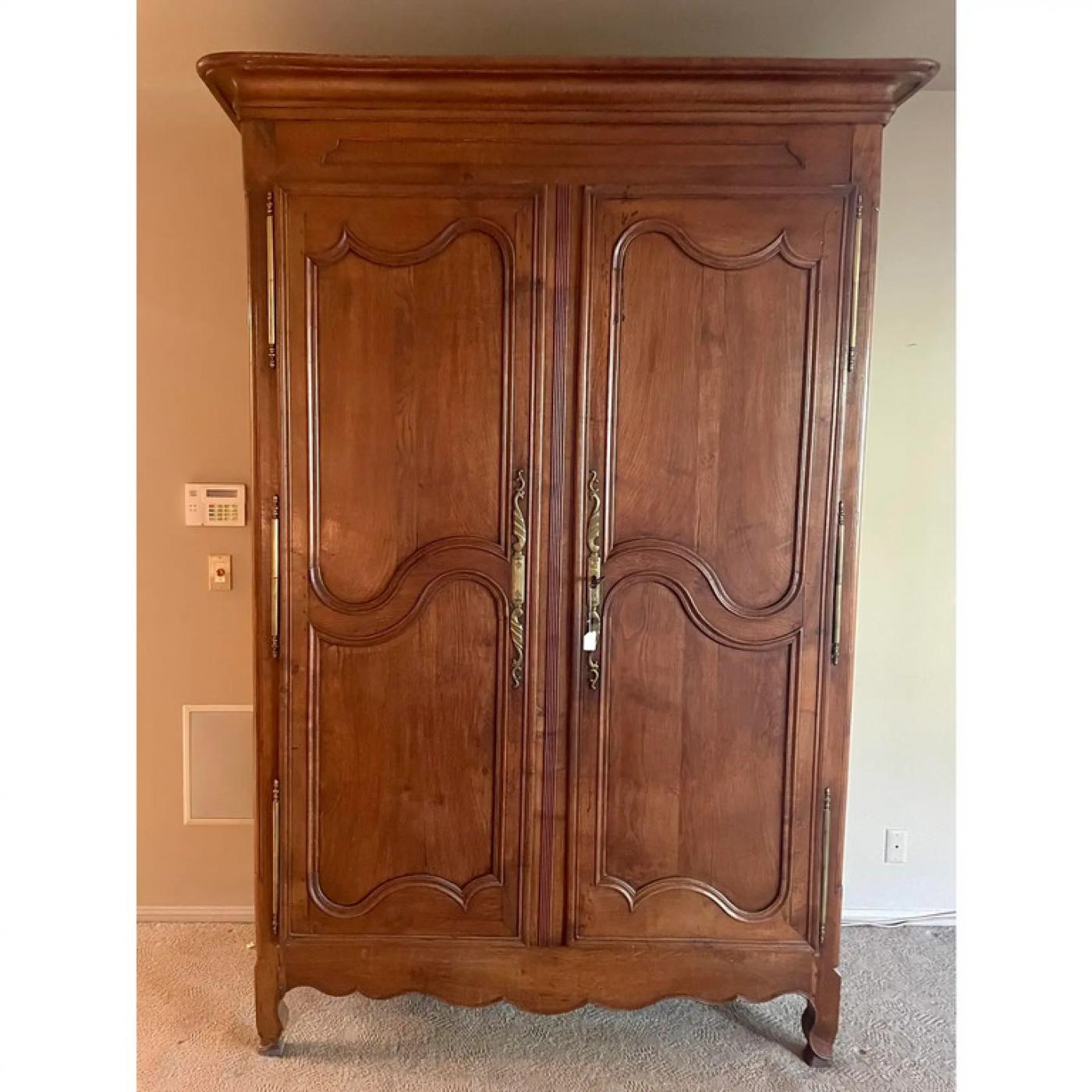 18th Century French Country Armoire Linen Press Wardrobe
