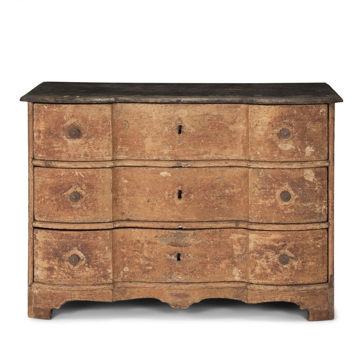 18th Century Painted Serpentine-Blocked Front Commode