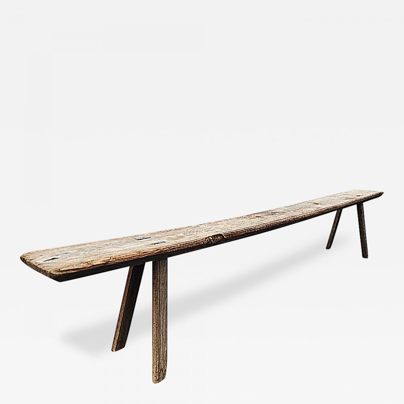 18th Century Primitive French Oak Long Bench