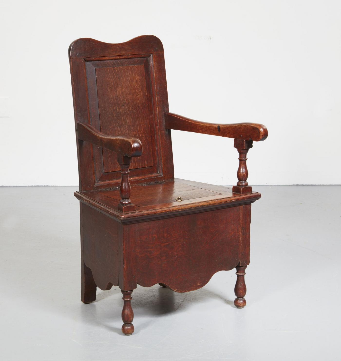 18th c. English Paneled Commode Armchair