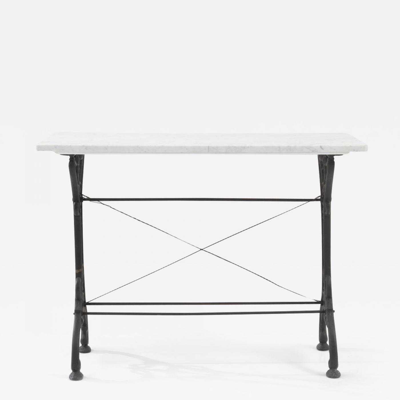 1900s French Cast Iron and Marble Bistro Table
