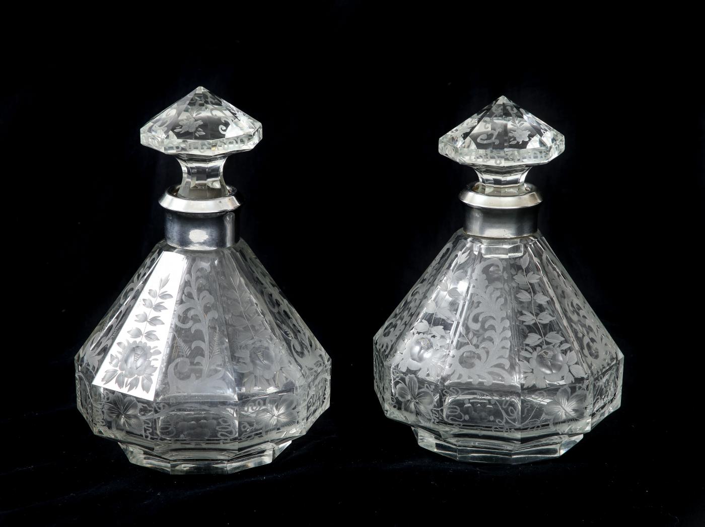 1940's Etched Glass Decanters
