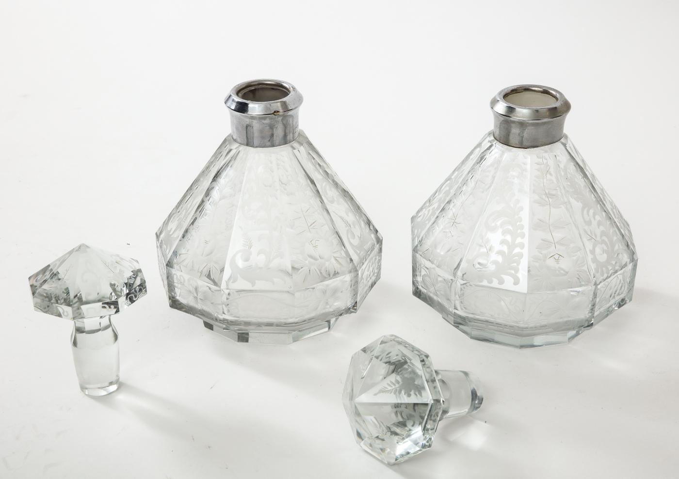 1940's Etched Glass Decanters