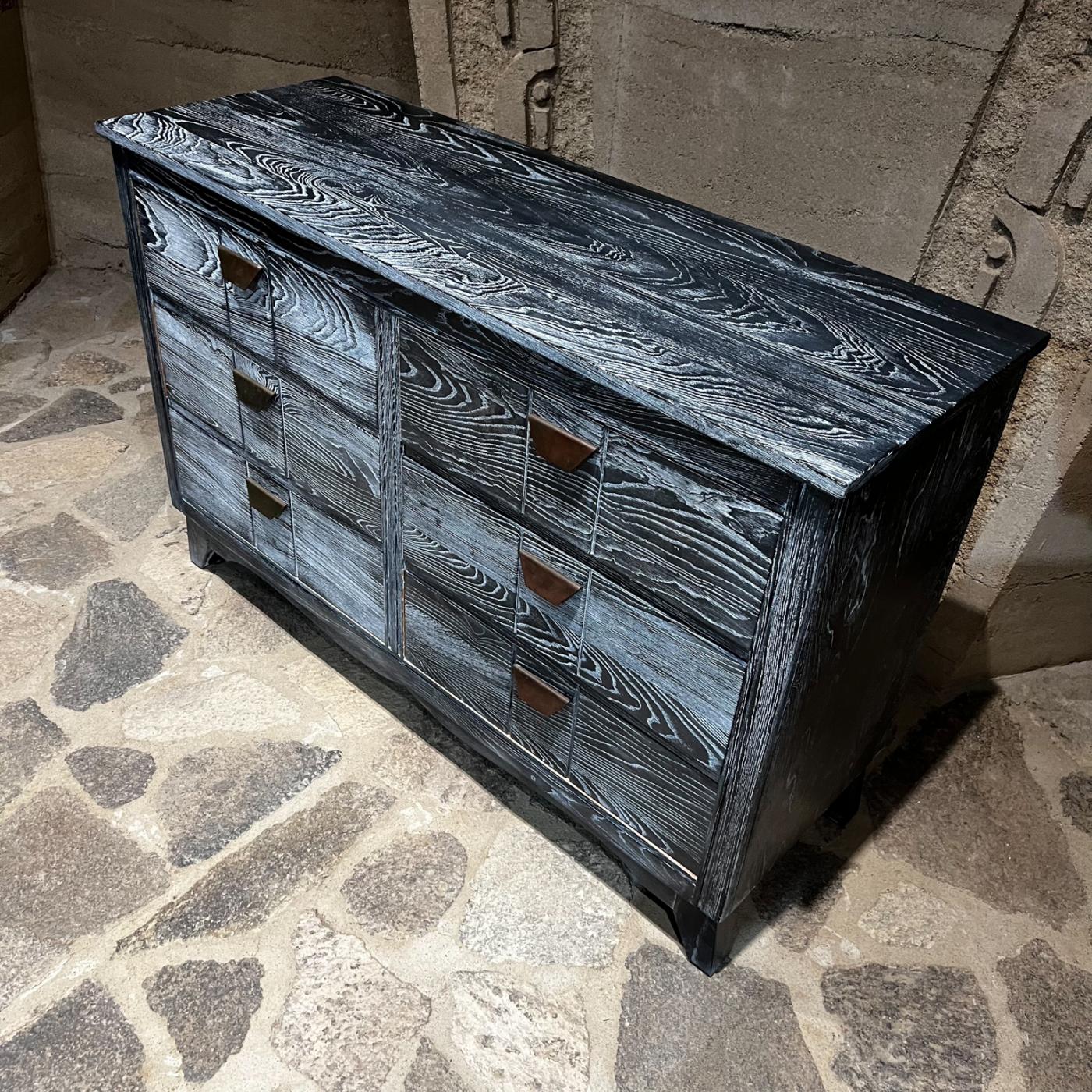 1940s Hollywood Starline Los Angeles Double Dresser Black Cerused Oak