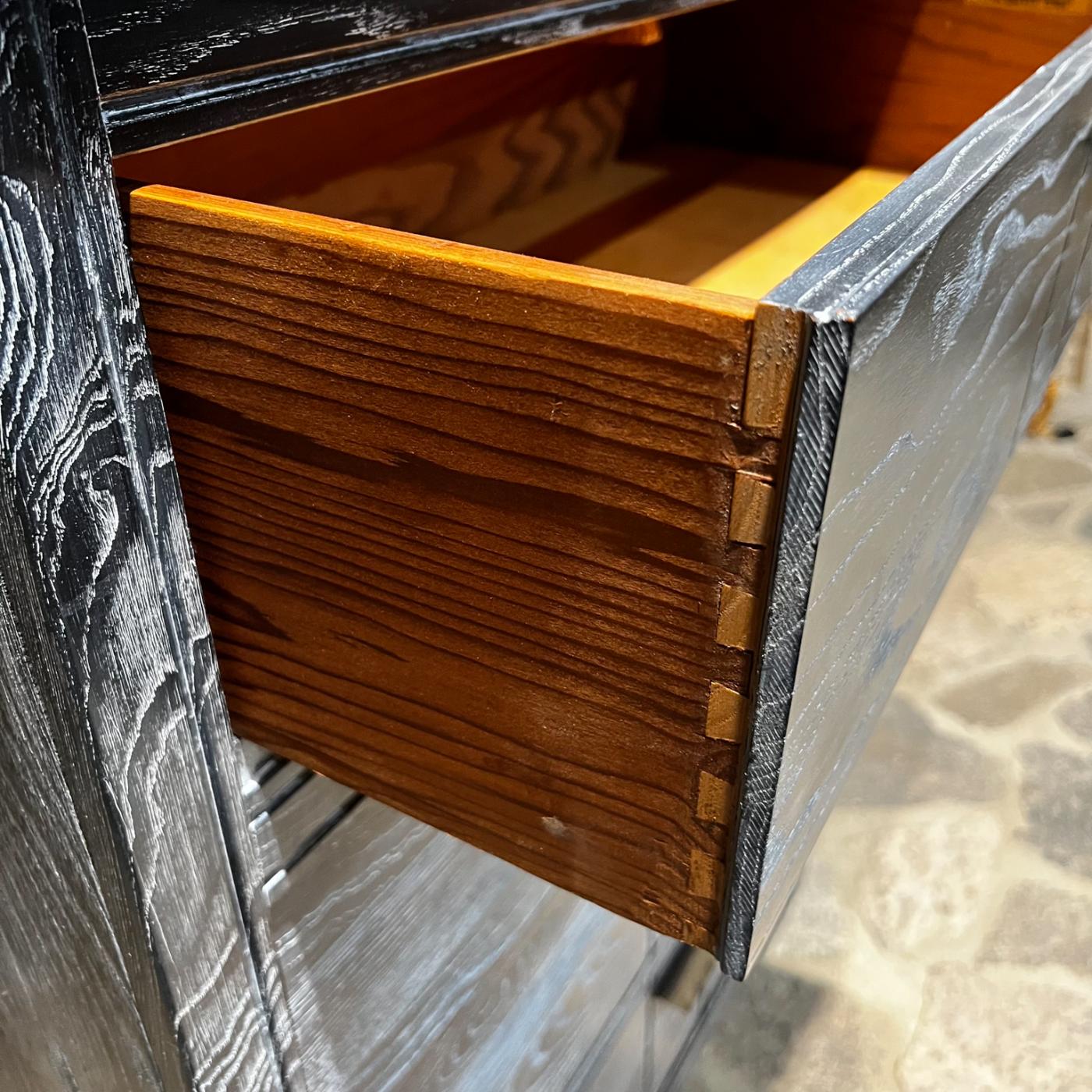 1940s Starline Los Angeles Hollywood Cerused Oak Tall Highboy Dresser