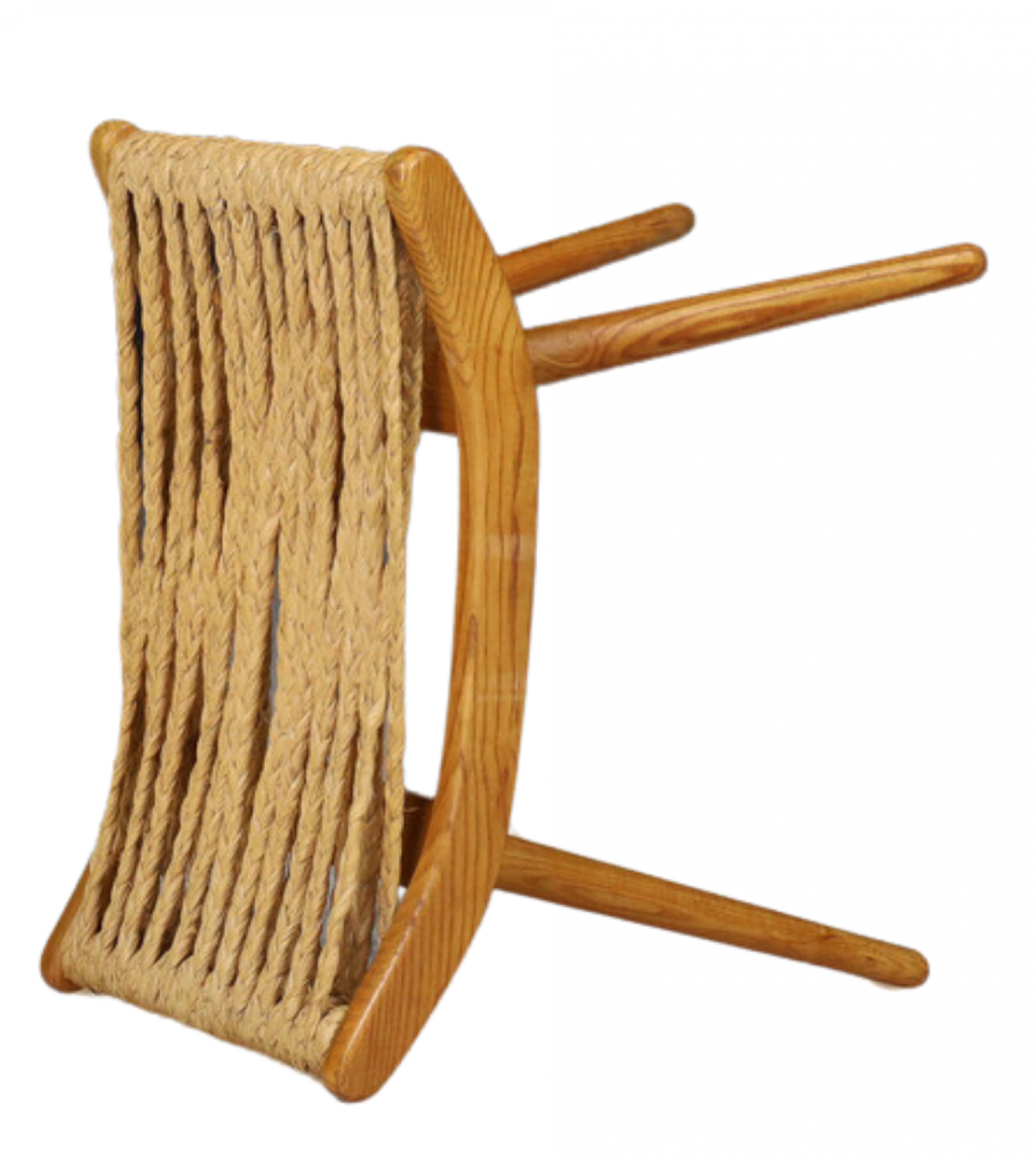 1950s French ash wood & rope stool