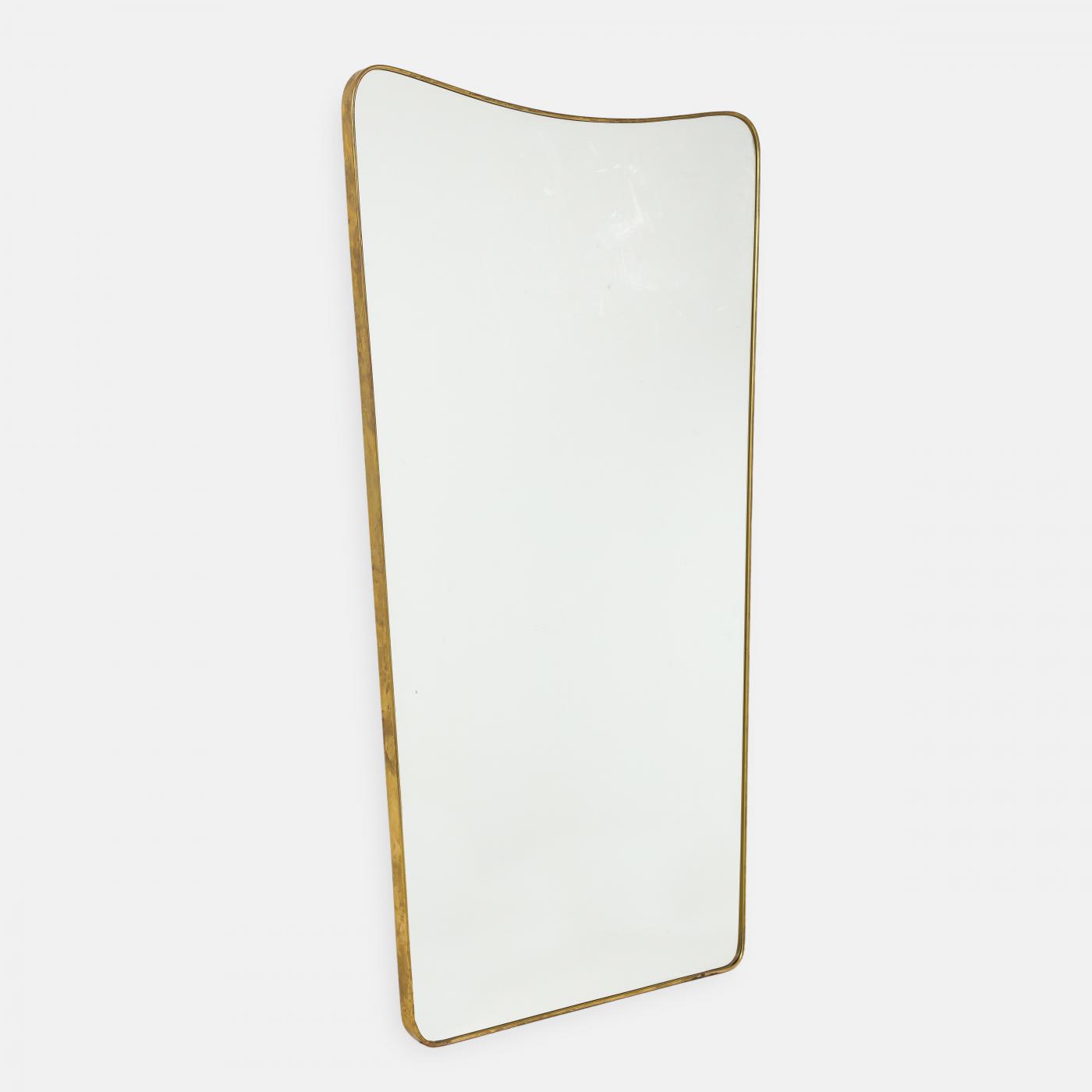 1950s Italian Modernist Grand Scale Shaped Brass Wall Mirror