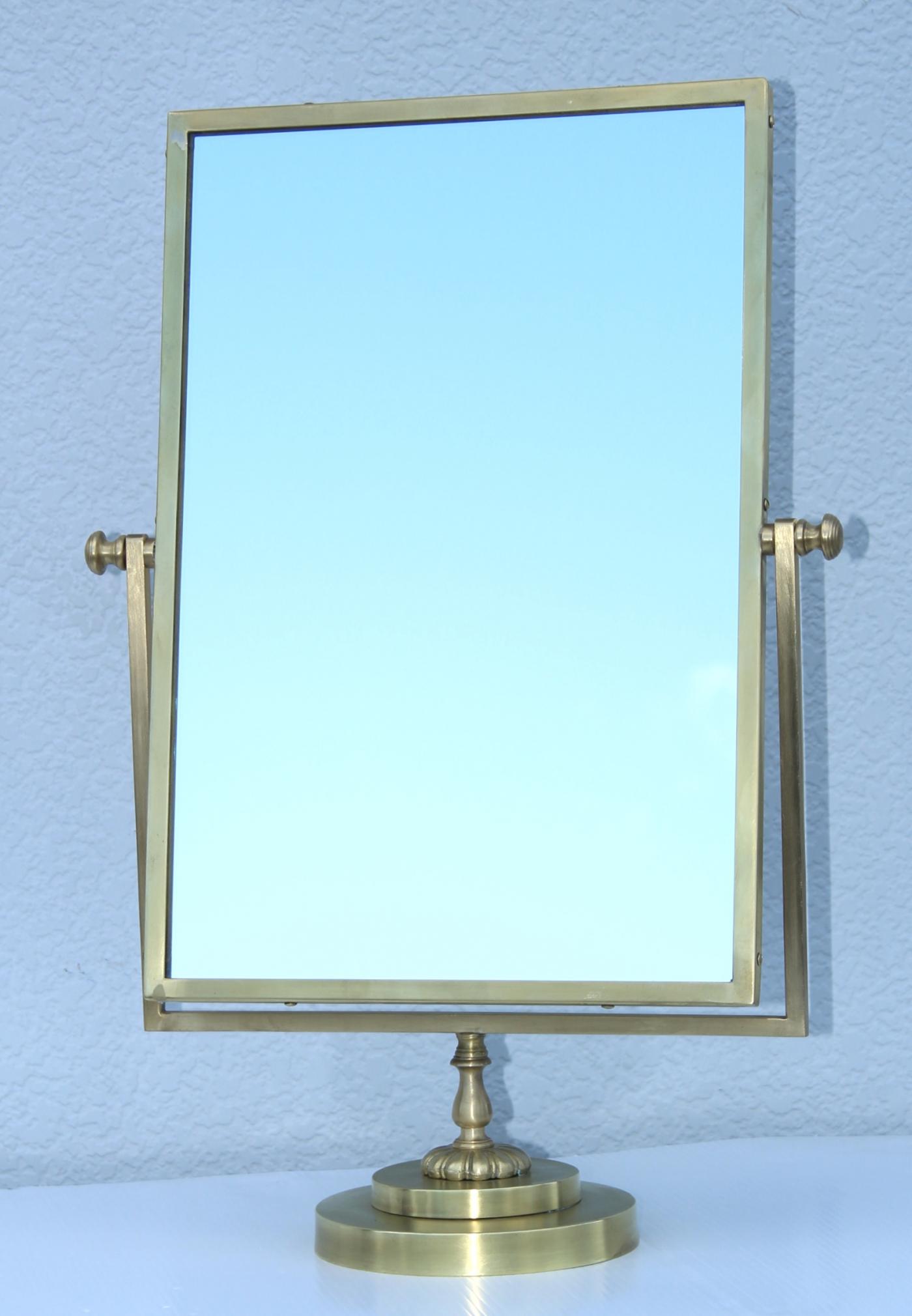 1950's Solid Brass French Vanity Mirror