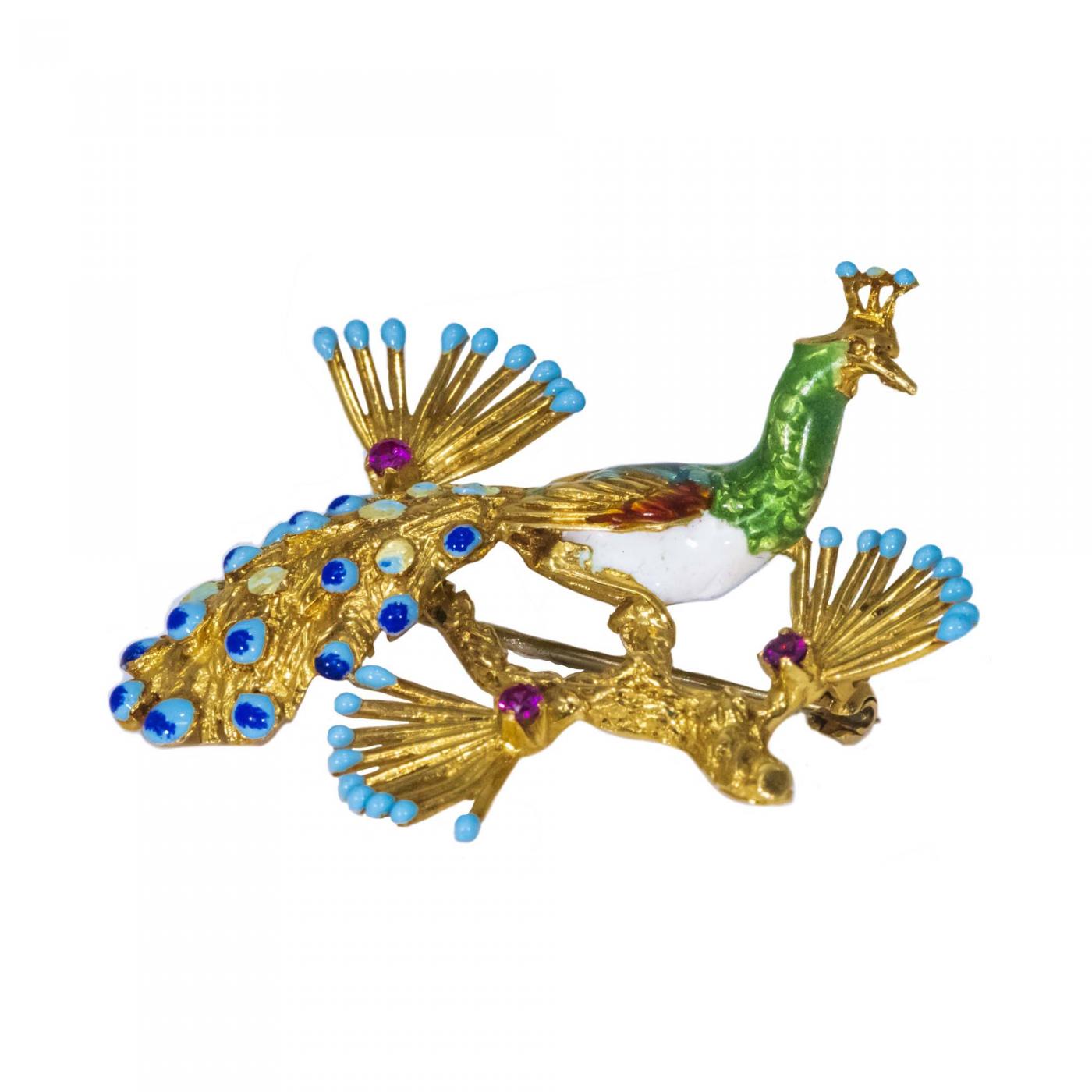 peacock brooch pin