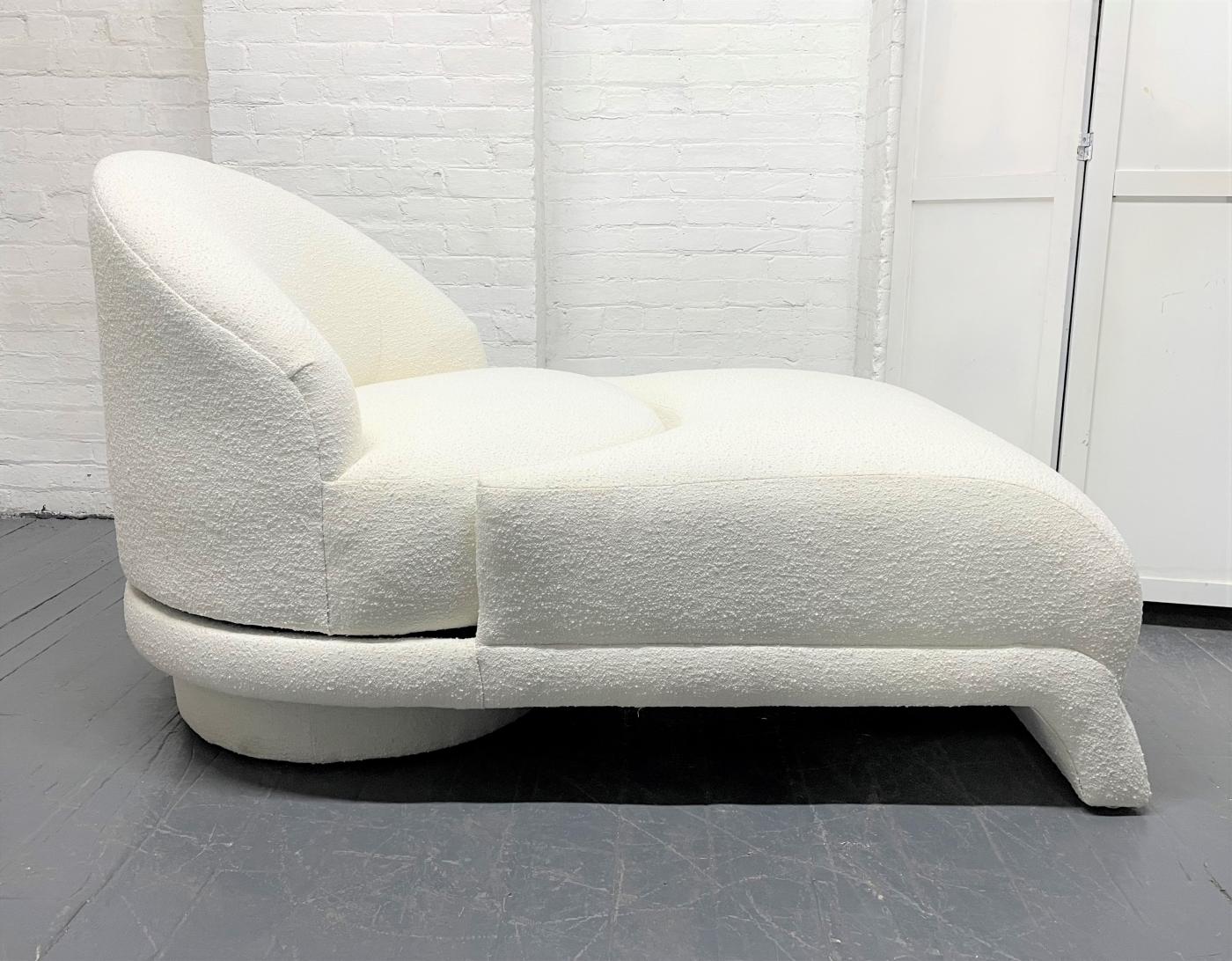 1960s Lounge Chair Swivels into a Chaise Lounge in Boucle