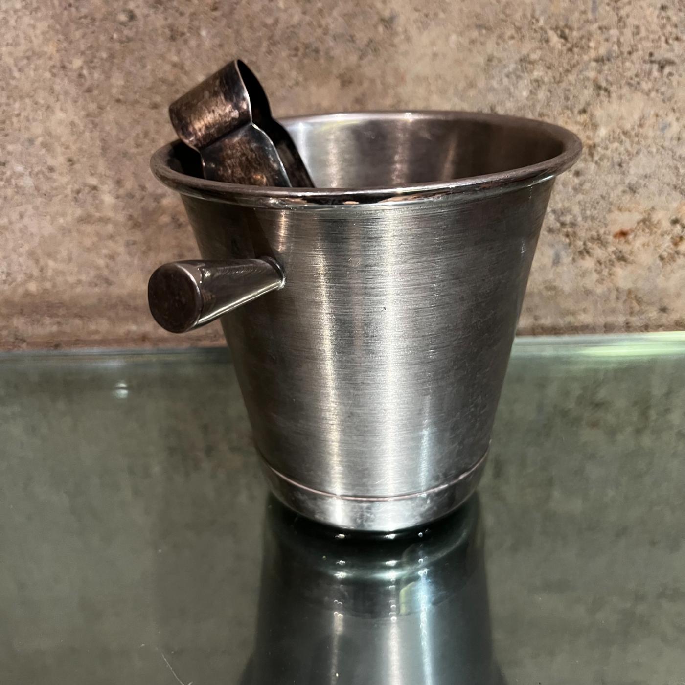 1960s Modernism Genesis Vintage Silverplate Ice Bucket With Tongs Mexico