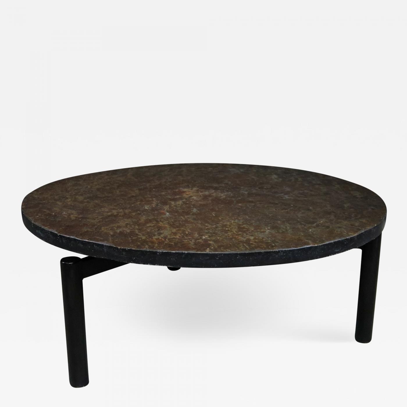 stone and metal coffee table