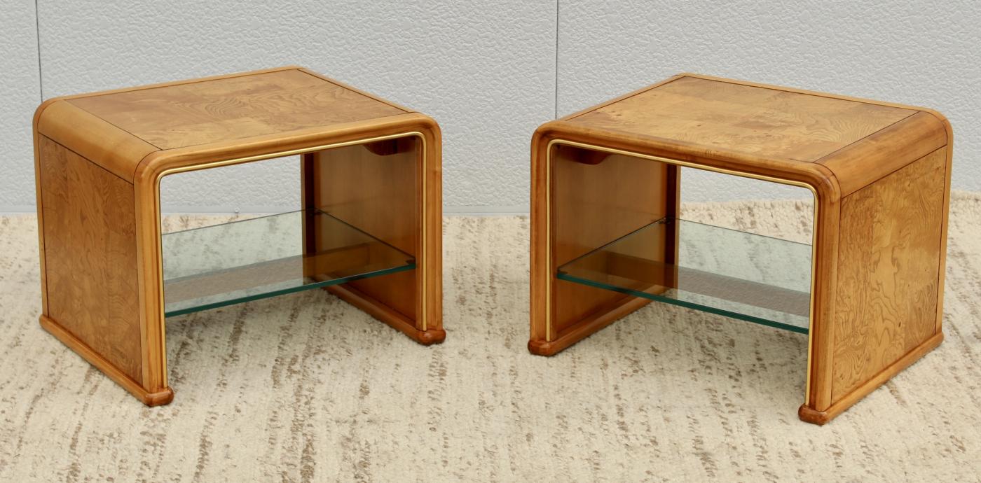 1970's MidCentury Modern Burlwood Waterfall End Tables